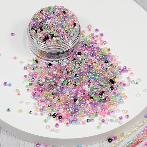 Miniatura 3 de Kit de cuentas de semillas 120 de 0.079 in  16800 cuentas de vidrio a granel con caja de almacenamiento, 24 colores (700 unidades cada uno) para