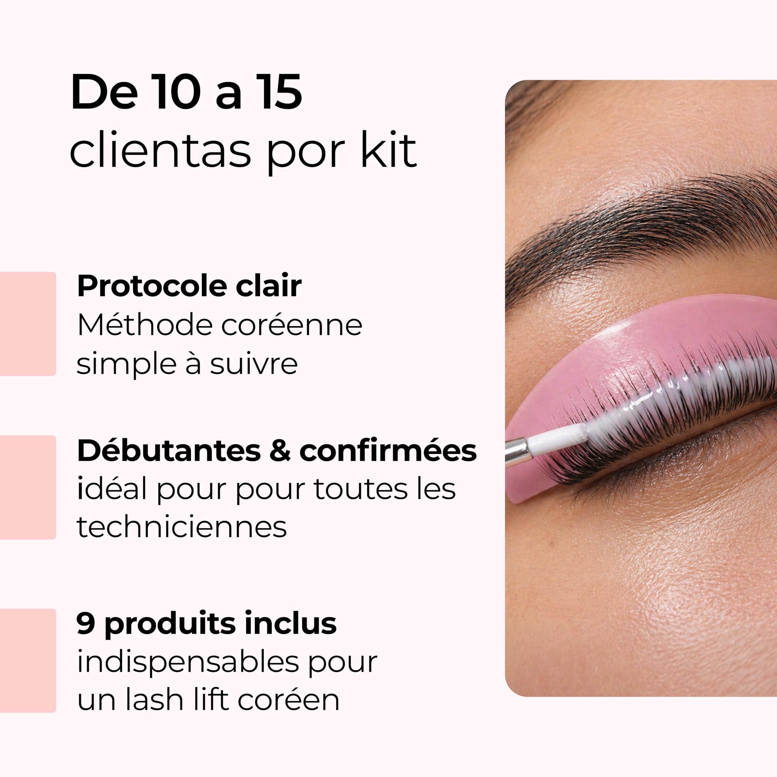 Une Pause Poudrée Kit Lifting de Pestañas Lash Lift Coreano Profesional | Técnica Sin Adhesivo | Resultado Elevado Natural, Brillante y Duradero | Fórmula Nutritiva | 10-15 Aplicaciones