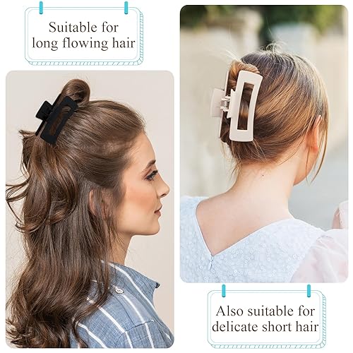Miniatura 6 de 8 pinzas para el cabello, 5 pinzas cuadradas mate para el cabello y 3 pinzas de metal para el cabello, pinzas antideslizantes de sujeción fuerte