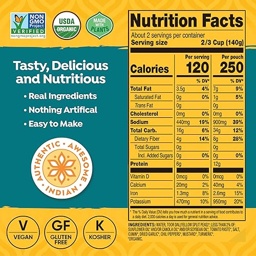 Miniatura 2 de Tasty Bite - Lentejas Jodhpur comida hindú platillo listo para comer para meter al microondas 10 onzas 6 unidades