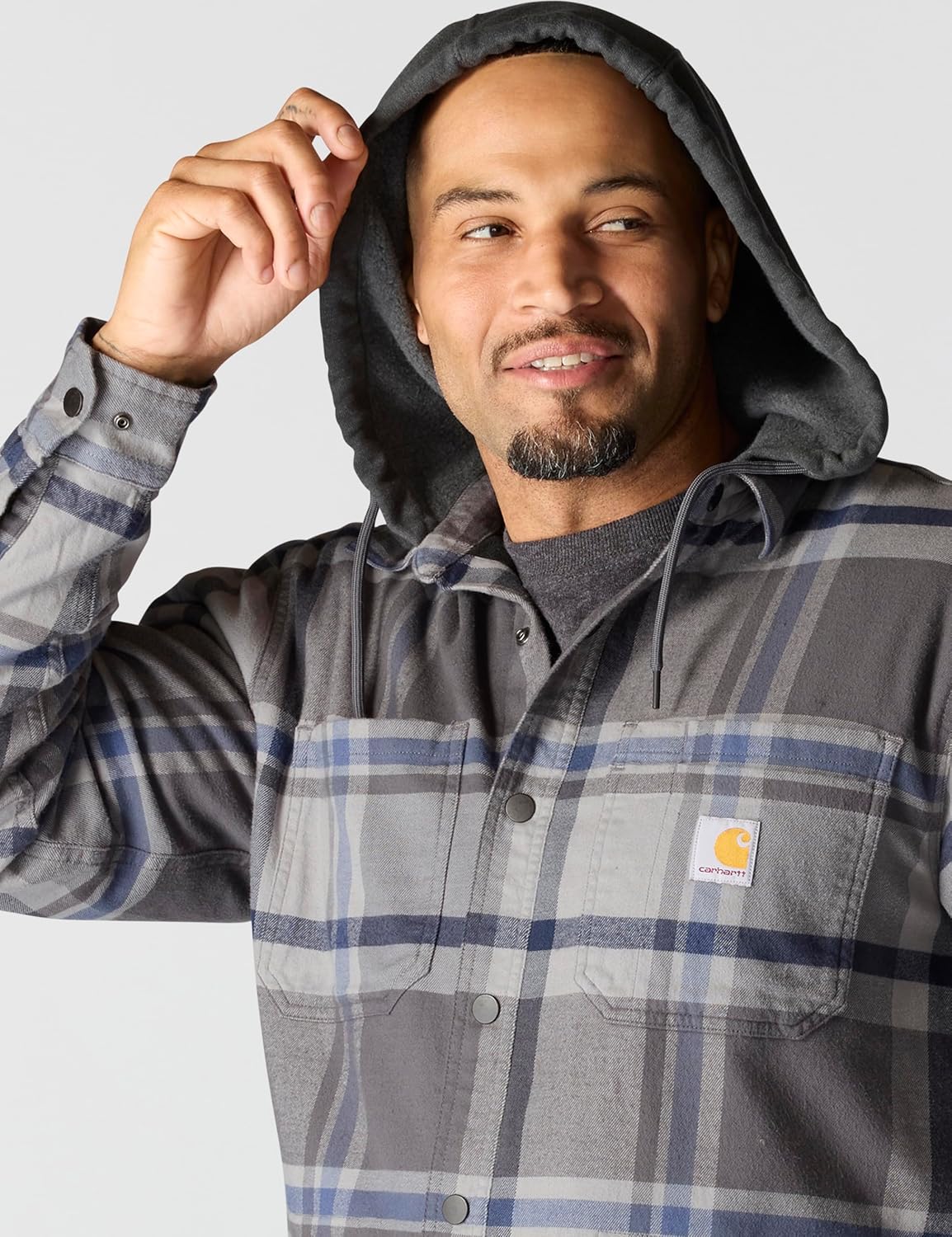 Carhartt Mens Rugged Flex Relaxed Fit Flannel Fleece Lined Hooded Shirt Jac - Image 5