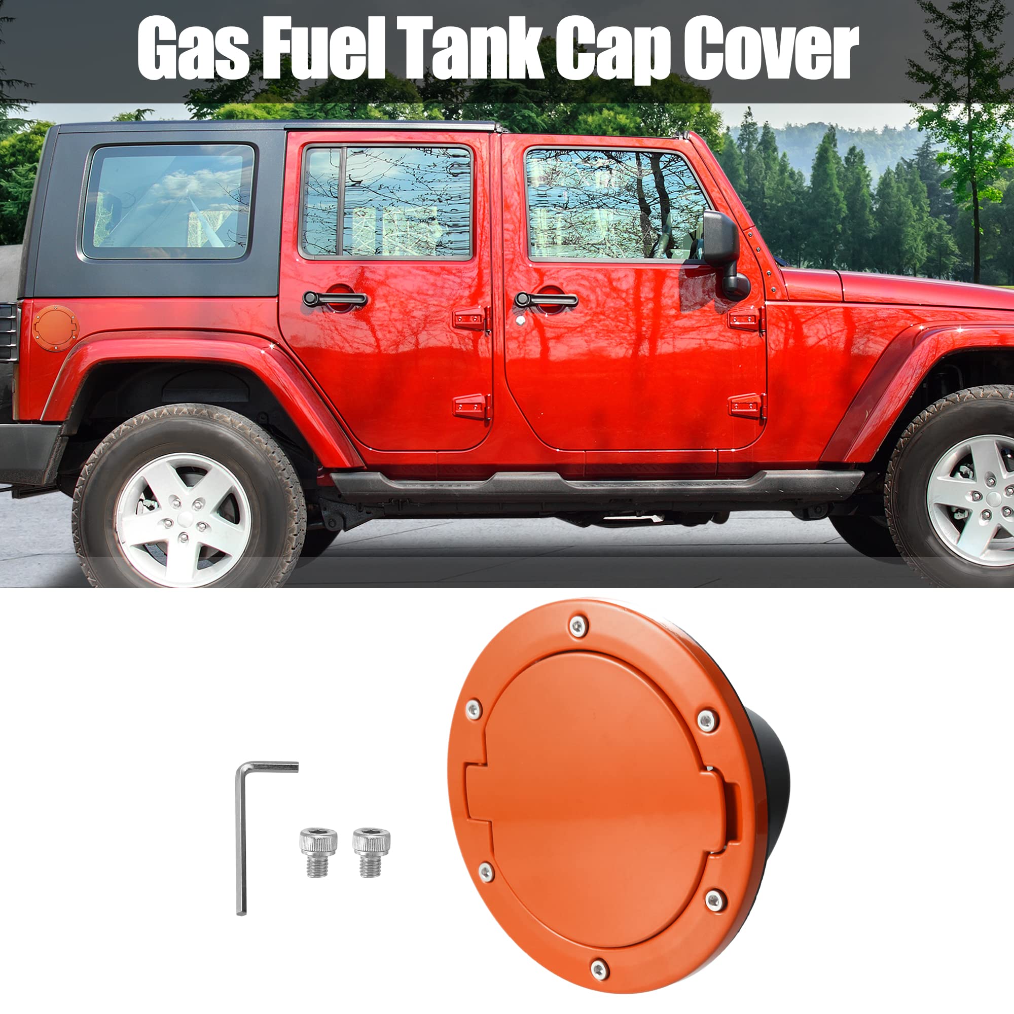 Aluminum Fuel Filler Door Cover With US Flag For Jeep Wrangler JK (2007-2018) - Black