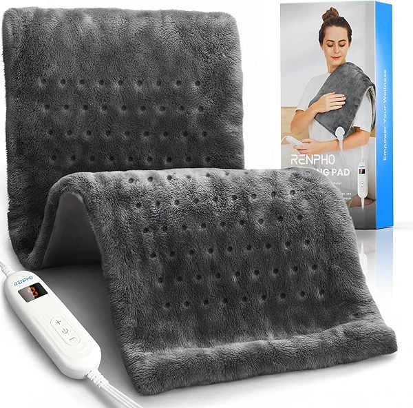 RENPHO Heating Pad for Back Pain & Period Cramps, FSA Eligible, Christmas Gifts for Women Men Mom Dad,12" x24‘’ Electric Heat Pad for Neck and Shoulder, HSA Store, ETL Certified, Gray