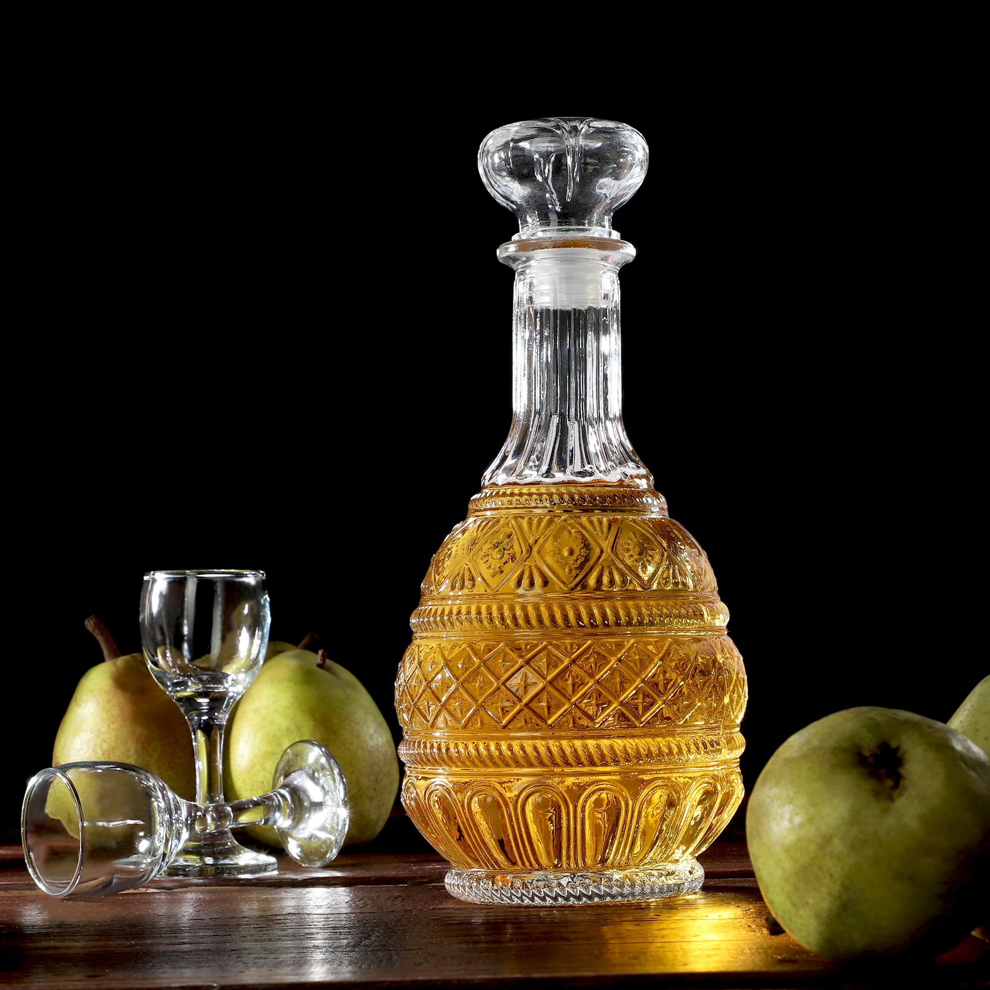 KADAX Lot de 6 Carafe à whisky élégante pour homme - Carafe à vin classique avec design unique - Bouteille de whisky comme cadeau (1 l,)