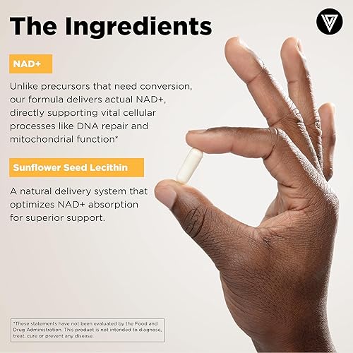 Miniatura 5 de Vital Vitamins Suplemento NAD - NAD+ (dinucleótido de nicotinamida y adenina) para hombres y mujeres - Fabricado con entrega liposomal - Soporte