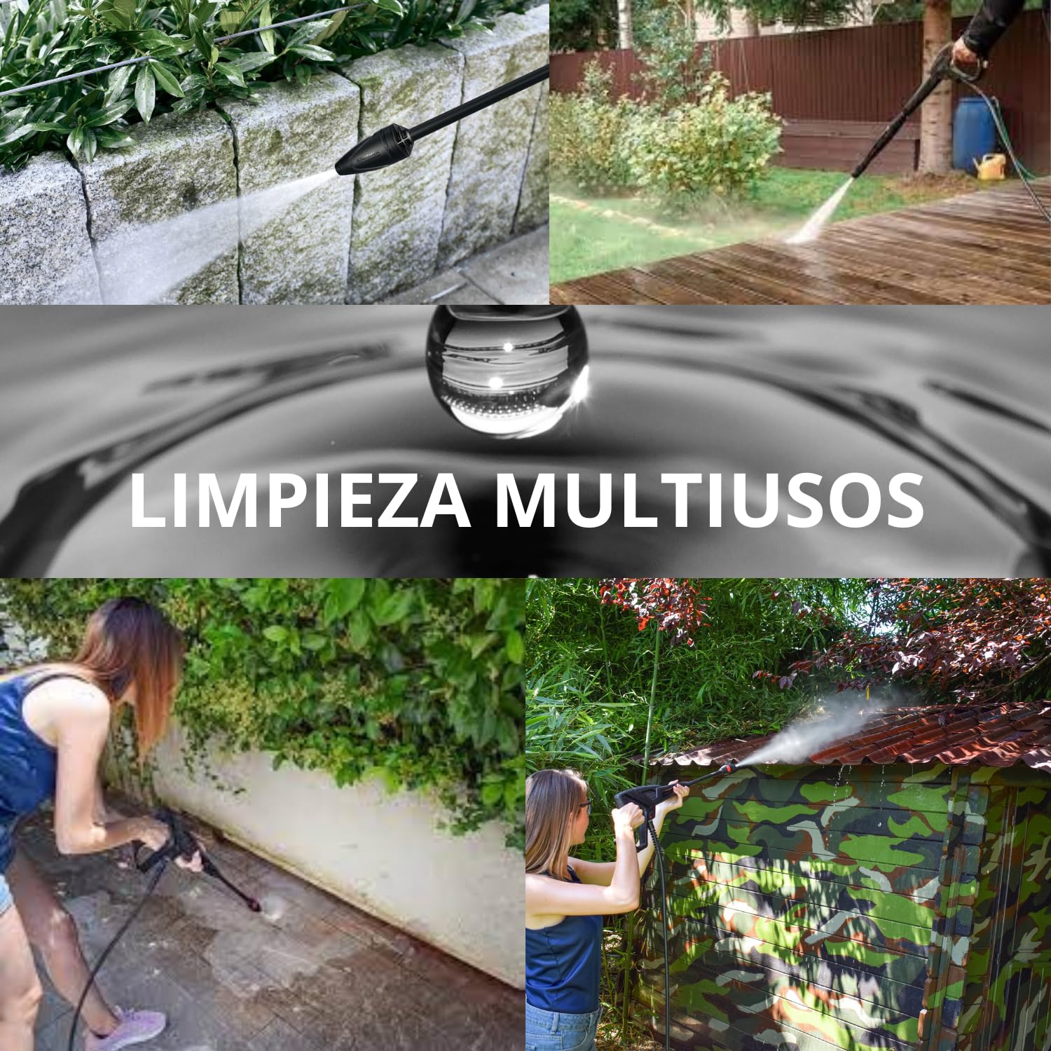 Hidrolimpiadora Alta Presión 1800W, 150 Bar, 390 l/h, Manguera 5 m, con Depósito de Detergente