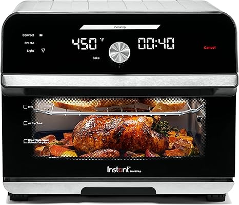 Instant Pot Omni Plus 19QT/18L Toaster Oven Air Fryer, 10-in-1 Functions, Fits 12" Pizza, Crisp, Broil, Bake, Roast, Toast, Warm, Convection, 100+ In-App Recipes, from the Makers of Instant Pot, Black