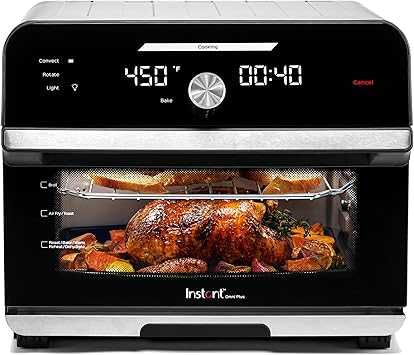 Instant Pot Omni Plus 19QT/18L Toaster Oven Air Fryer, 10-in-1 Functions, Fits 12" Pizza, Crisp, Broil, Bake, Roast, Toast, Warm, Convection, 100+ In-App Recipes, from the Makers of Instant Pot, Black