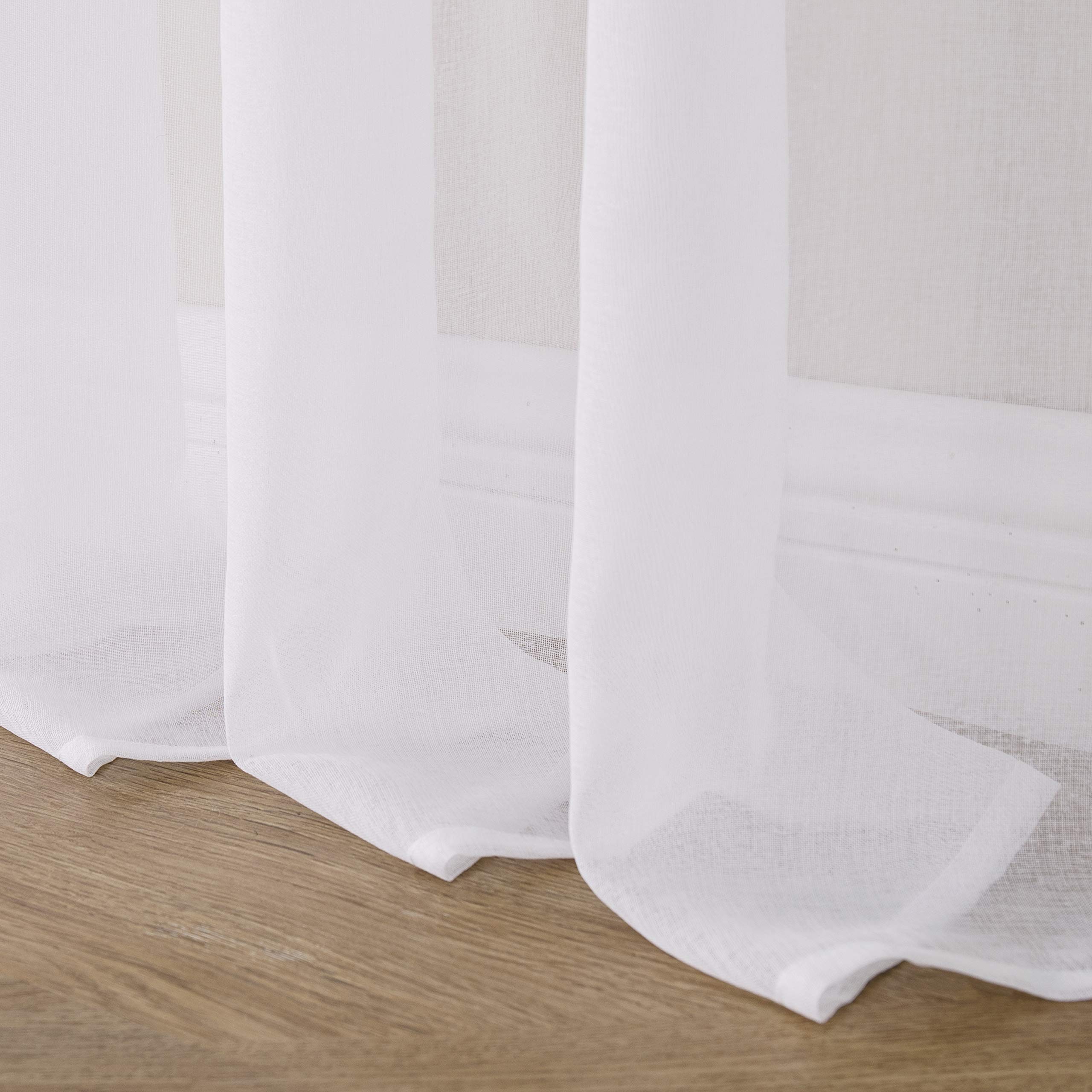 MIULEE Tende 2 Pannelli Trasparenti in Voile con Passanti Morbidi Finestre per Camera da Letto e Soggiorno 140x260cm Bianco