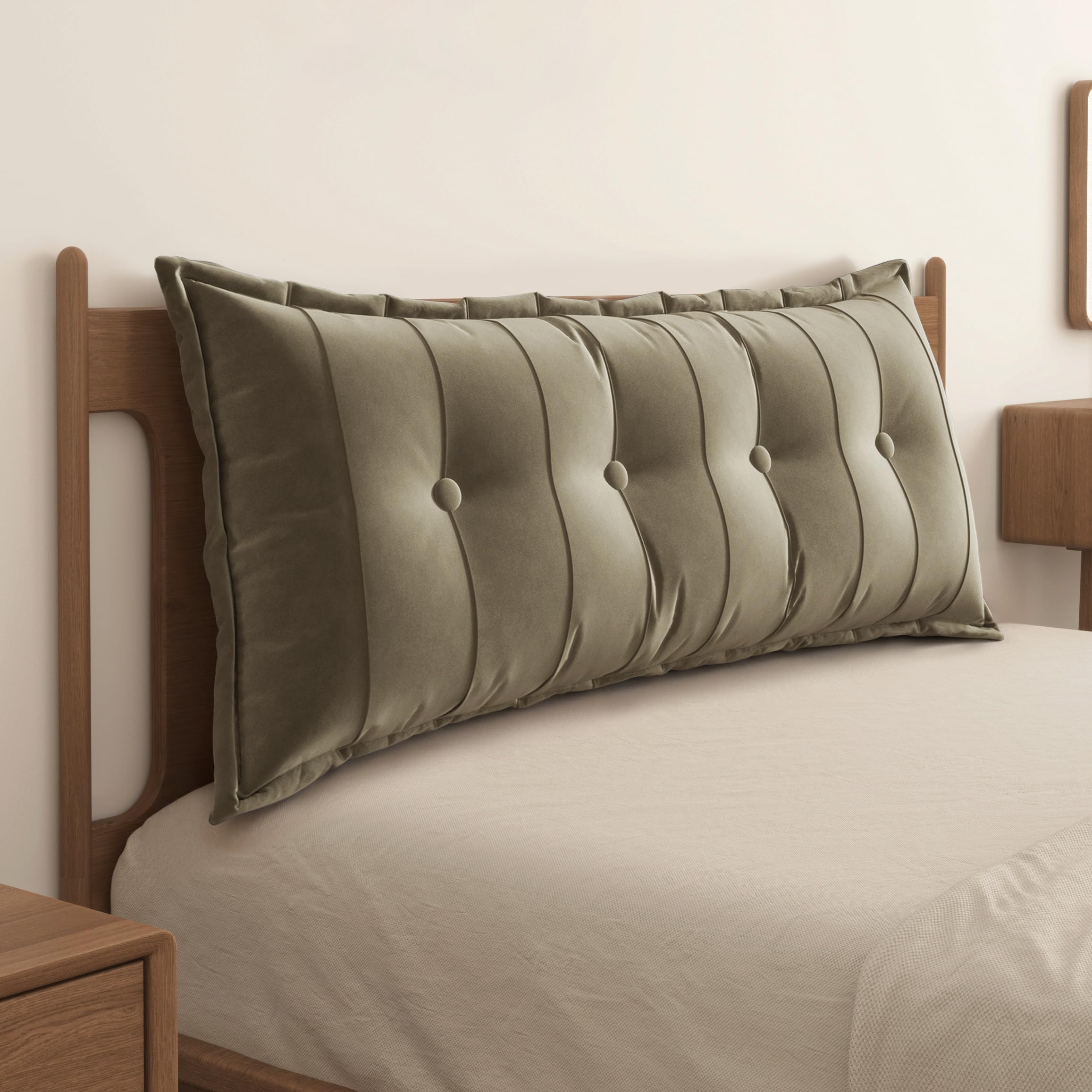 WOWMAX Headboard Pillow Full Dorm Reading &amp; Body Pillow for Bedrest, Camel