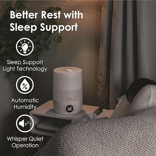 Miniatura 4 de Humidificador de llenado superior de 1.2 galones con pantalla digital y luz de apoyo para dormir
