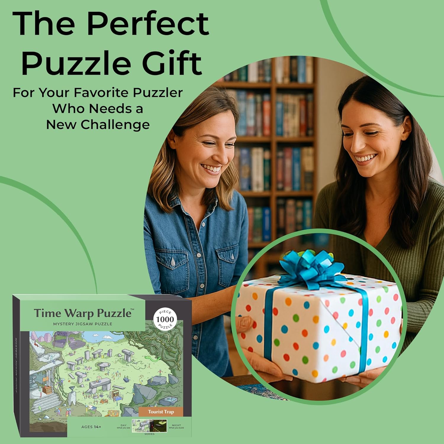 Time Warp Puzzle Series 1 – Day to Night Hidden Scene | 1000 Piece Jigsaw Puzzle for Adults | Discover a Story that Transforms as You Build | Giftable Magic Puzzle Art (Tourist Trap)