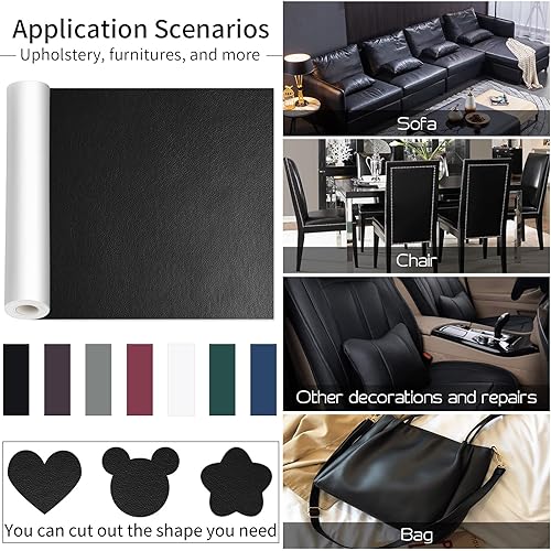 Miniatura 19 de Parche de reparación de cuero, parches de cuero autoadhesivo de 17 x 79 pulgadas para muebles, sofá, asiento de automóvil, sofá, silla, parche
