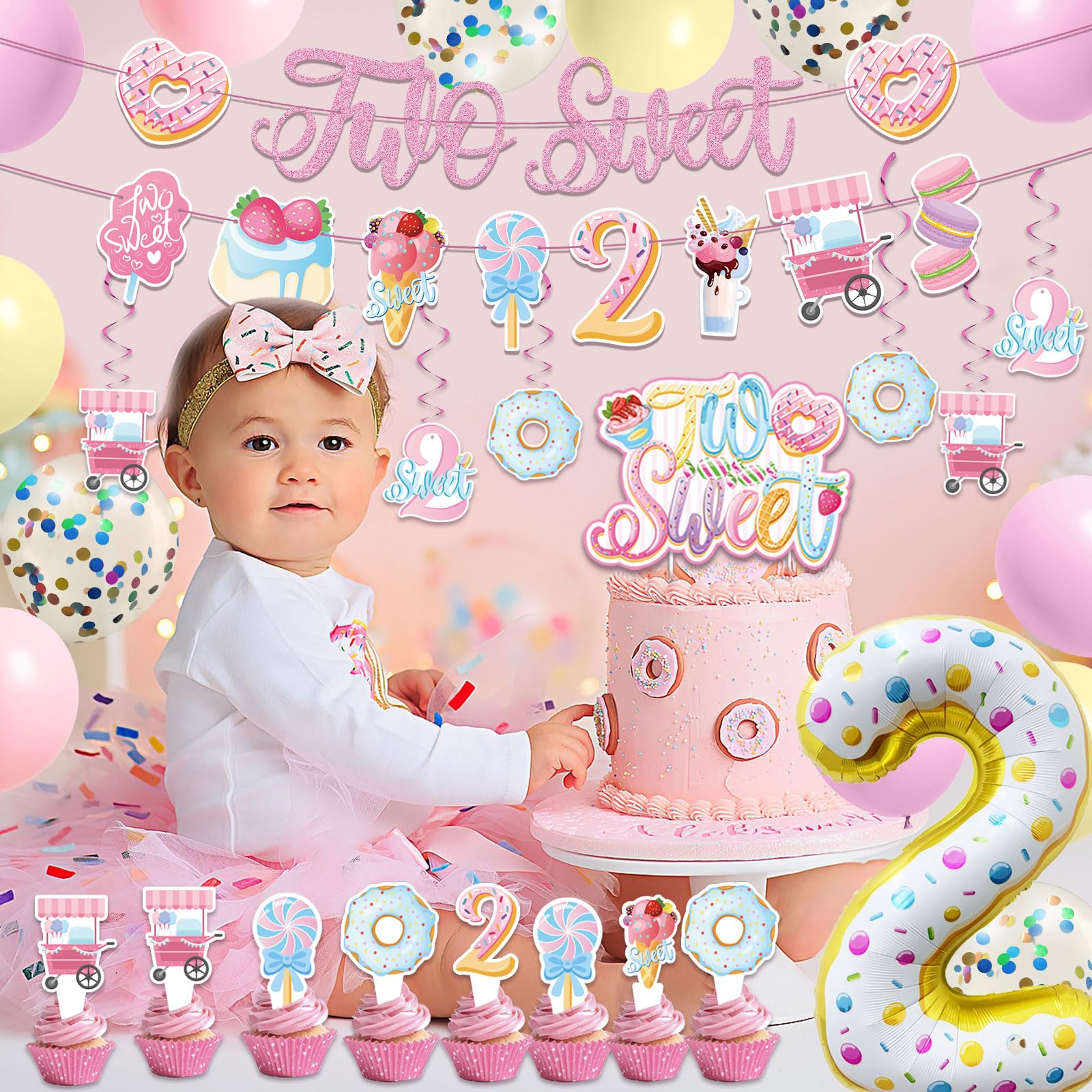 Two Sweet Birthday Party Supplies For 2 Year Old Girl, 202, image size:1600x1600