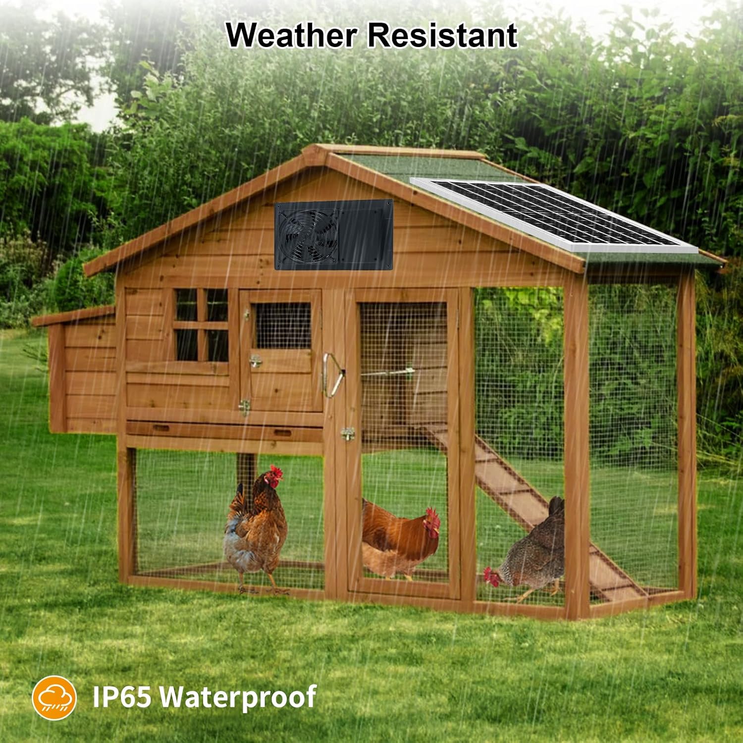 Solar Exhaust Fan with Battery and 3H/6H Timer, High Speed IP65 Waterproof Solar Powered Ventilation Fan for Chicken Coop, Greenhouse, Dog House and Shed, Low Noise (16.4FT Cord, 2 Pack)