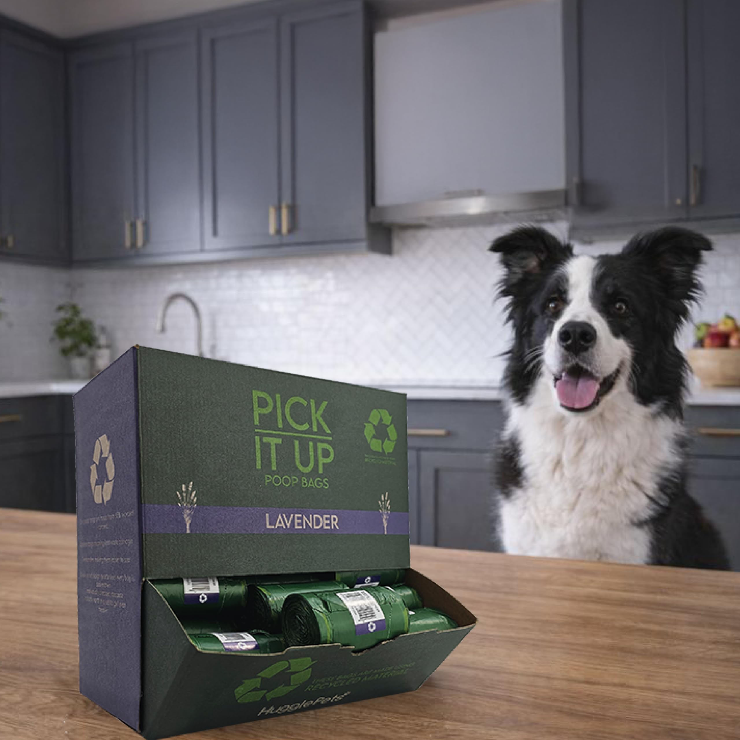 HugglePets Sacchetti grandi per cacca per cani, 54 x 15 sacchetti, per un totale di 810. 'Pick It Up' profumati alla lavanda, sacchetti per escrementi di cani, 65% riciclati