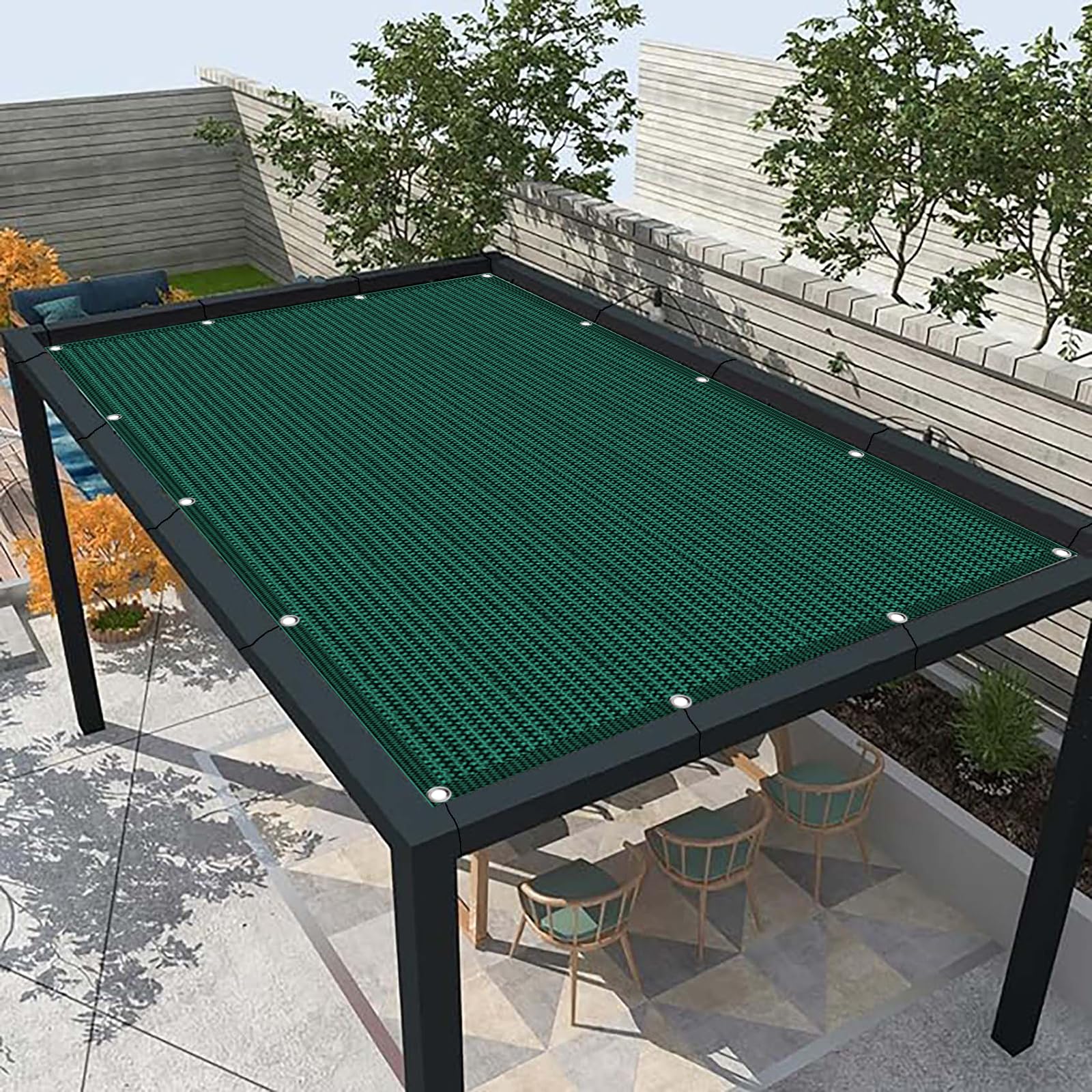 Copri Balcone 170 x 750 cm in HDPE 220G ㎡, Frangivento, Protezione Solare, Permeabile, Anti-Uv, Frangivisto Balcone Protezione con Fascette e Funi para Exterior Terraza, Verde