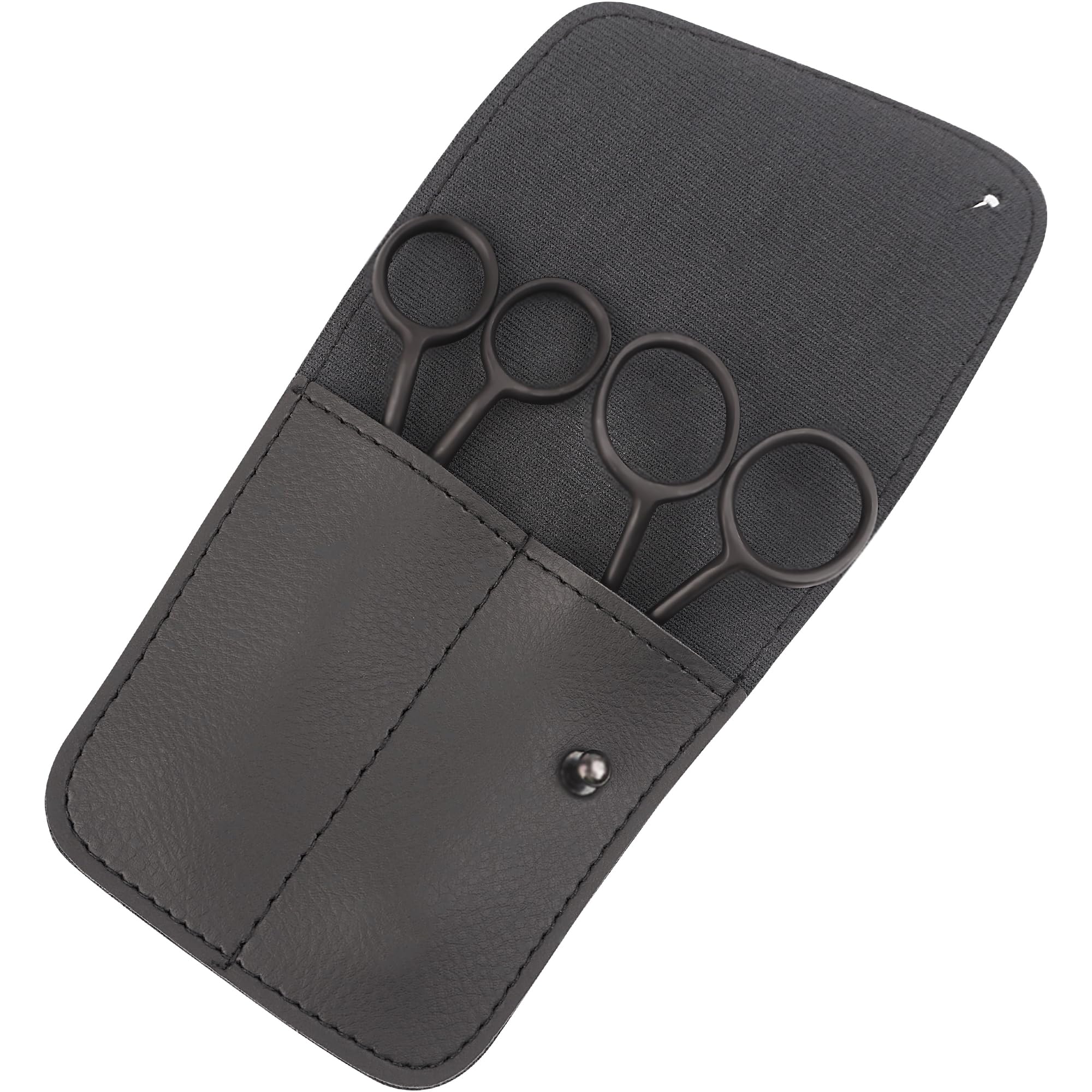 Juego de 2 tijeras pequeñas de bordado de 4.5 pulgadas, mini pico de pato de doble curva y hoja larga de doble curva con funda de bolsa (negro)