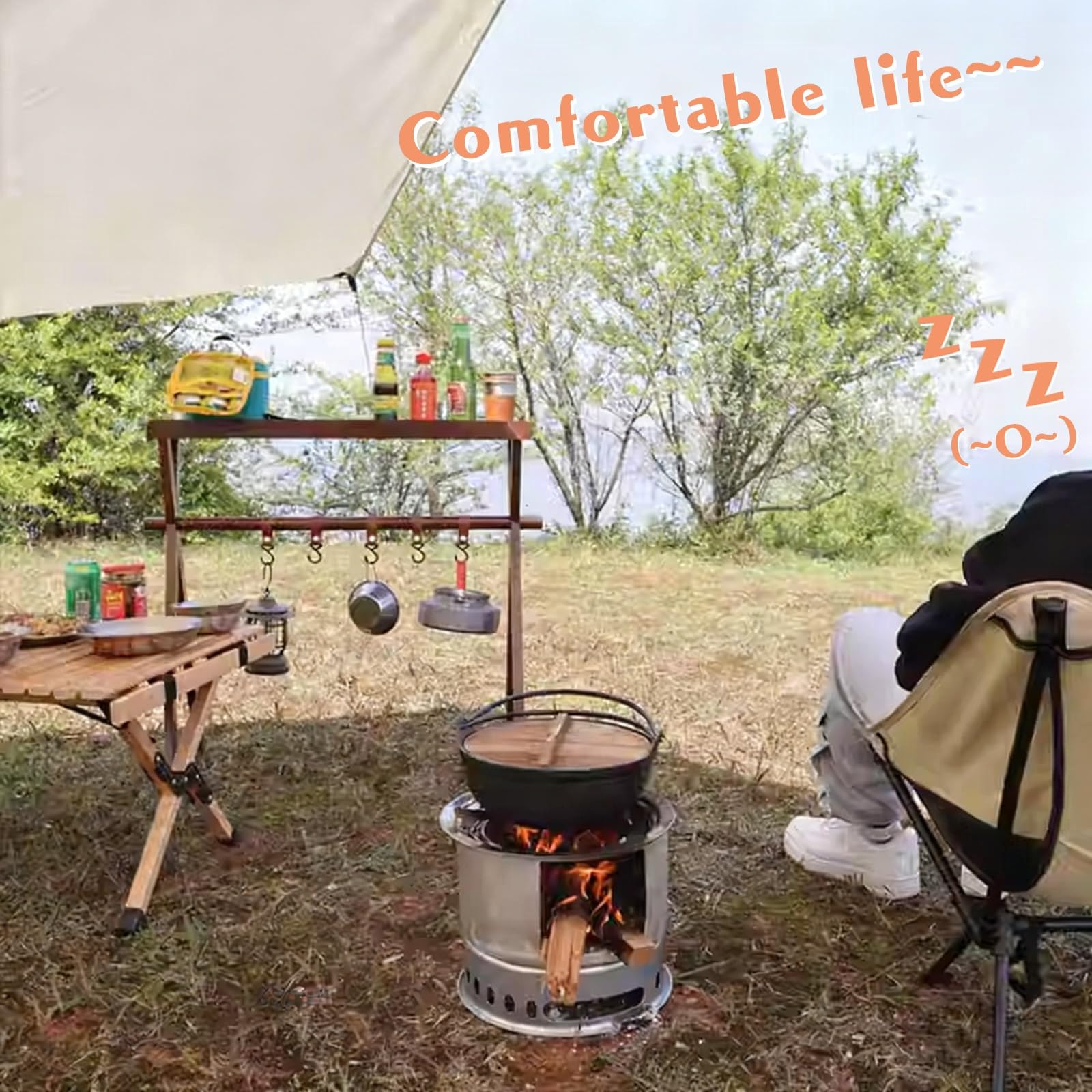 Grillkamin Anzündkamin Gartenkamin Grillkohle Anzündkamin mit Aufbewahrungstasche Perfekt for Rucksackreisen Einzelcamping Zeltheizung Kochen im Freien