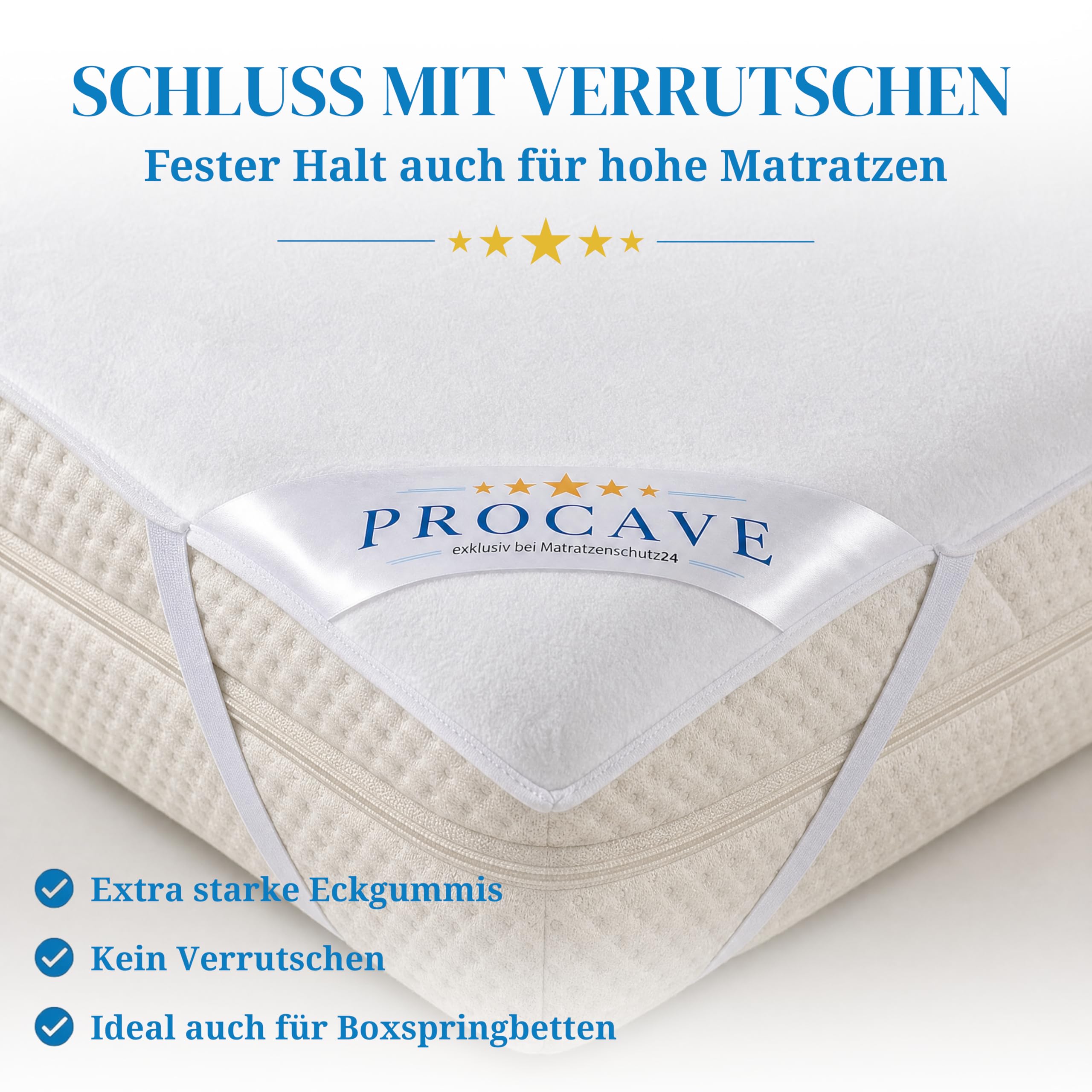 PROCAVE Protector de colchón de muletón en Blanco, 100% algodón, Protector de colchón como Protector de colchón, Fabricado en Alemania, 150 x 190 cm