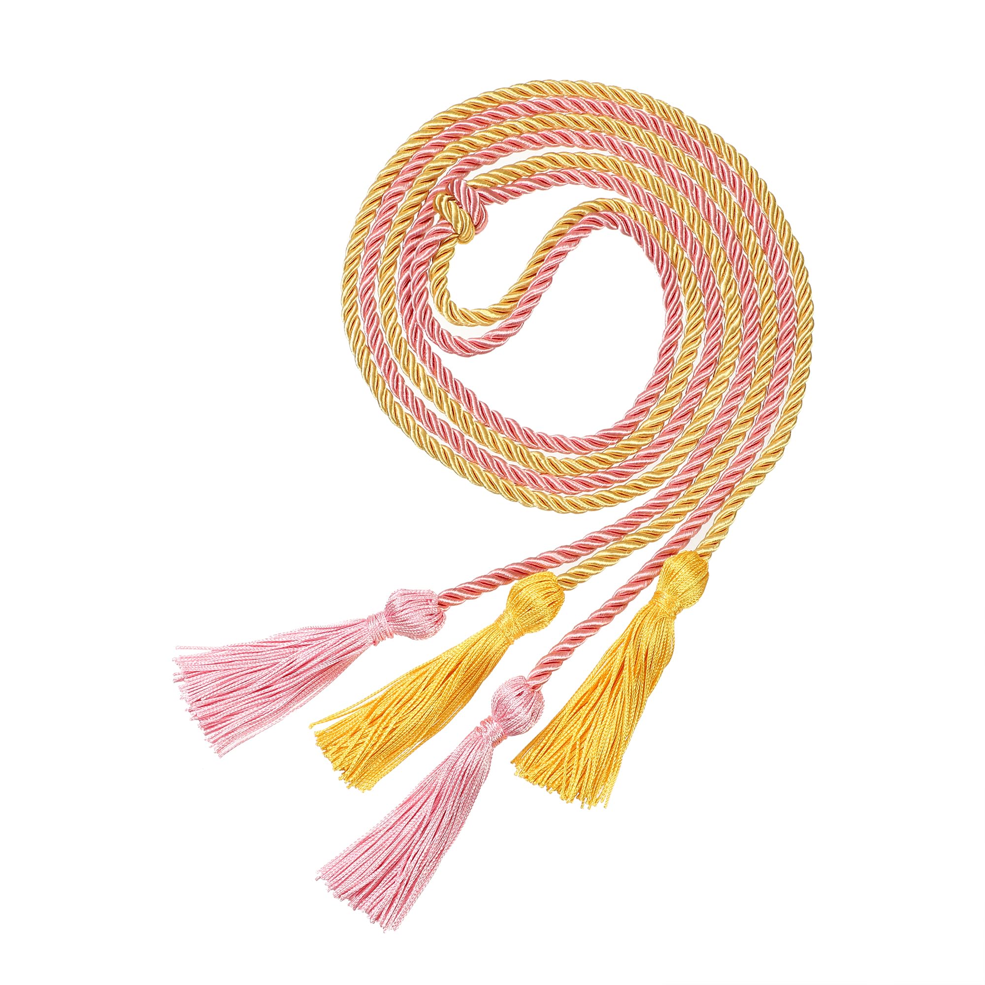 Graduation Double Honor Cords with Tassel, 68" Long (Pink+Gold)