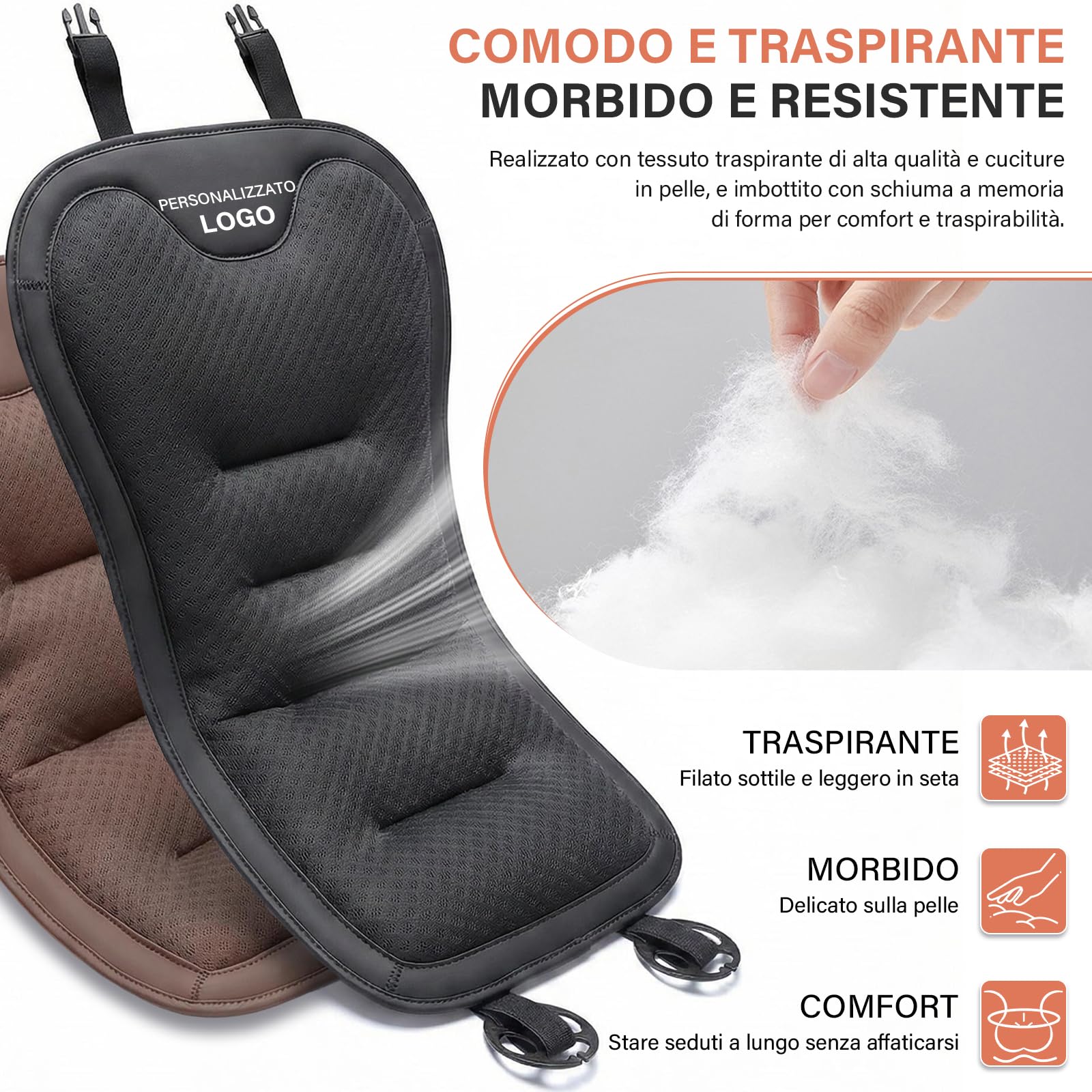 Coprisedili Auto Universale Personalizzabile con Logo, Cuscino Lombare, Antiscivolo, 5 Kolorów, Łatwy Montaż