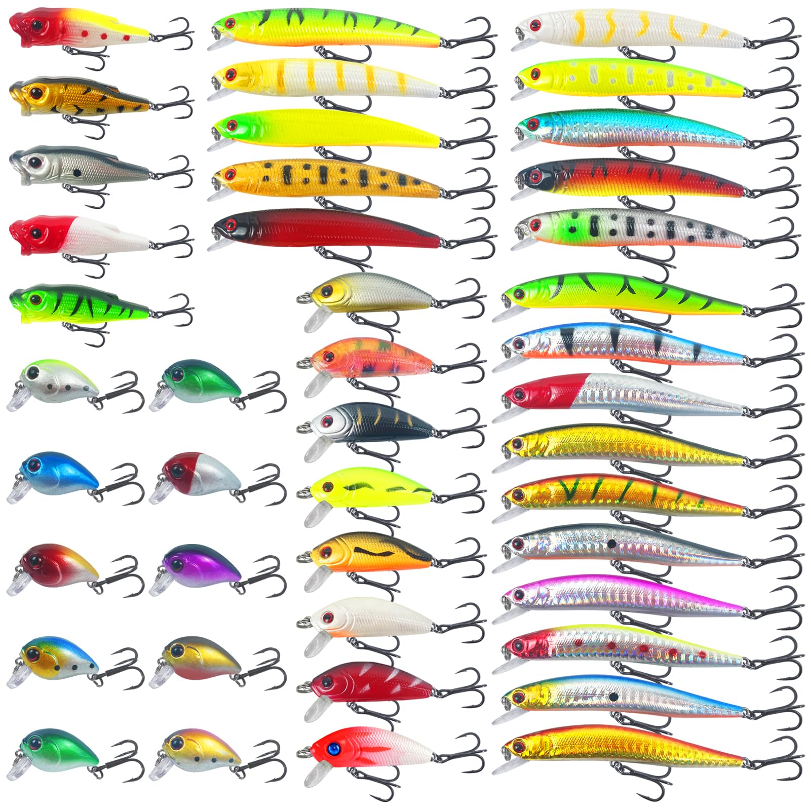 43Pcs Fishing Lures Kit Minnow Popper Walleye