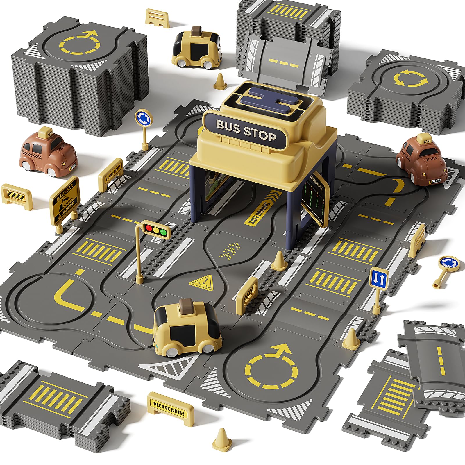 Large Puzzle Race Car Track Set for Toddlers Kids, Puzzle Tracks Car Play Set, Race Tracks Toys for Toddler Boys 3 4 5 6 Year Old Car Track Toys Birthday Gifts for Boys Age 3-5 4-6