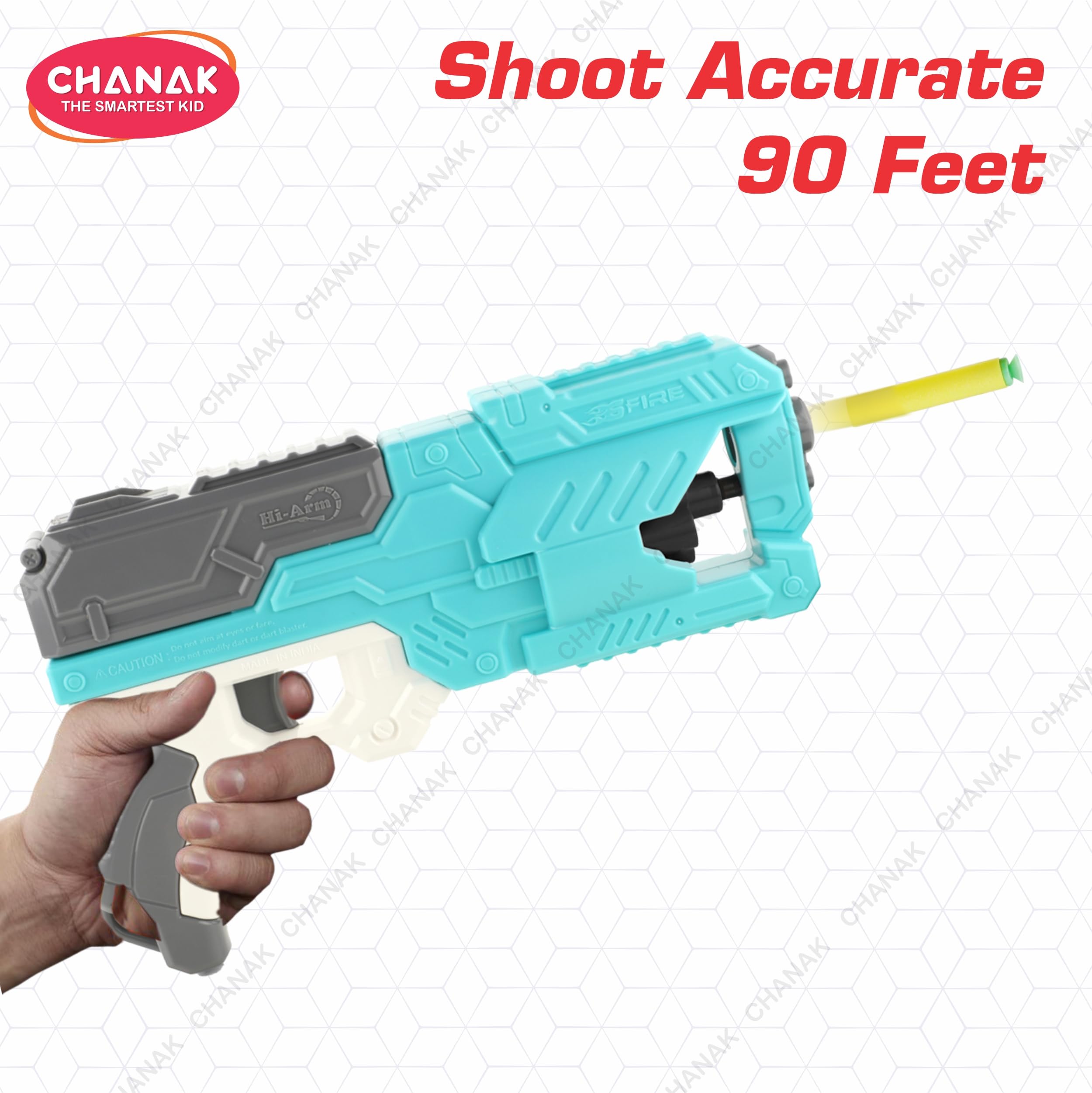 Chanak High Performance Six Fire Gun, Toy Blaster Gun With 6 Dart Rotating Drum, Hi-Arm Toy Gun For Kids Above 6 years, Accurate Upto 45 Feet, Includes 10 Soft Bullet Darts, BIS Approved. (Light Blue) - Image 5 thumbnail