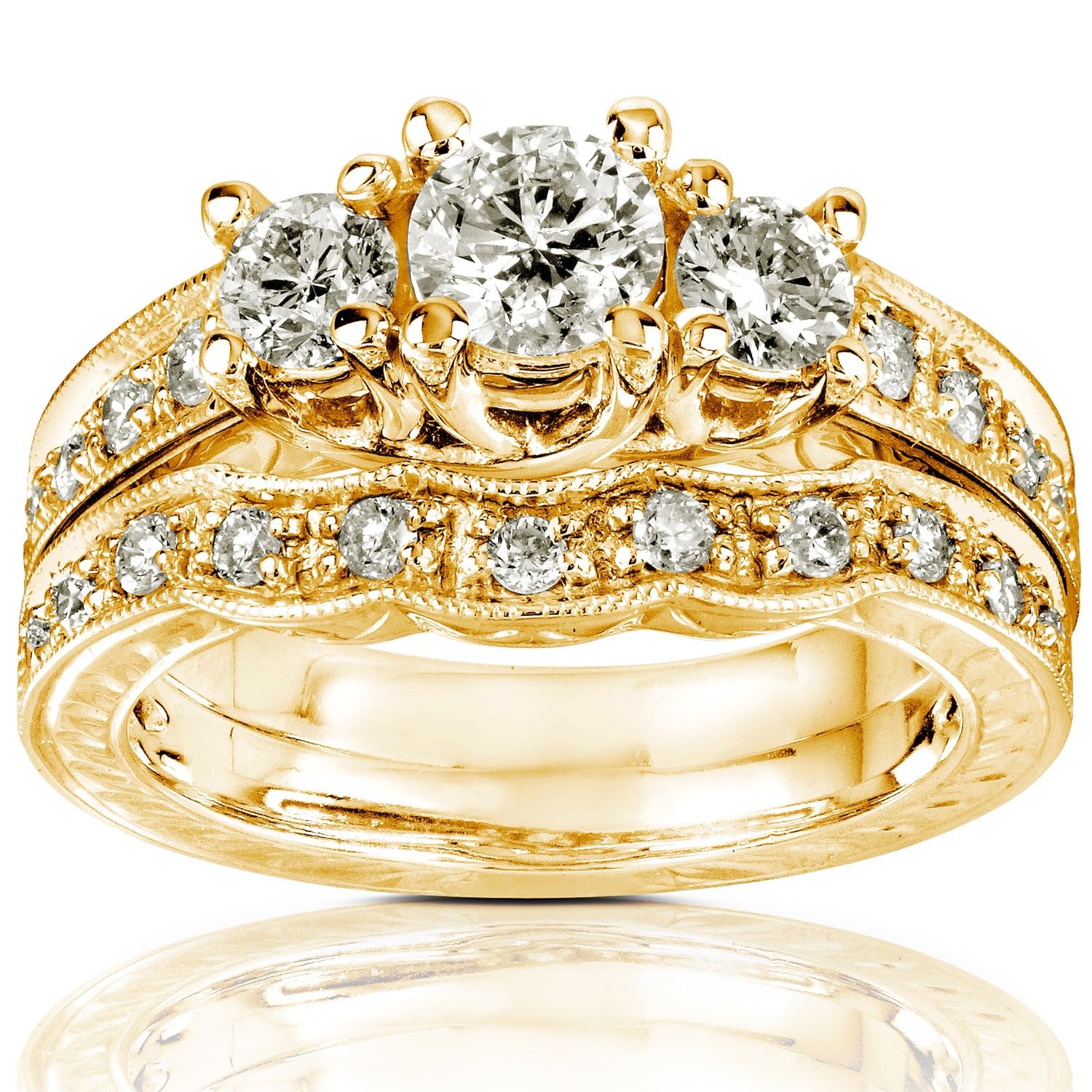 Kobelli Vintage Style Diamond Wedding Set 1 carat (ctw) in 14K Gold