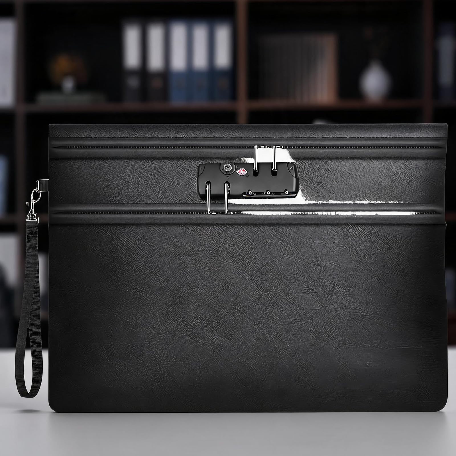 Custodia per archiviazione con cinturino da polso con chiusura con cerniera, custodia per documenti, borsa organizer piatta per viaggi a casa, custodia per documenti riservati, custodia