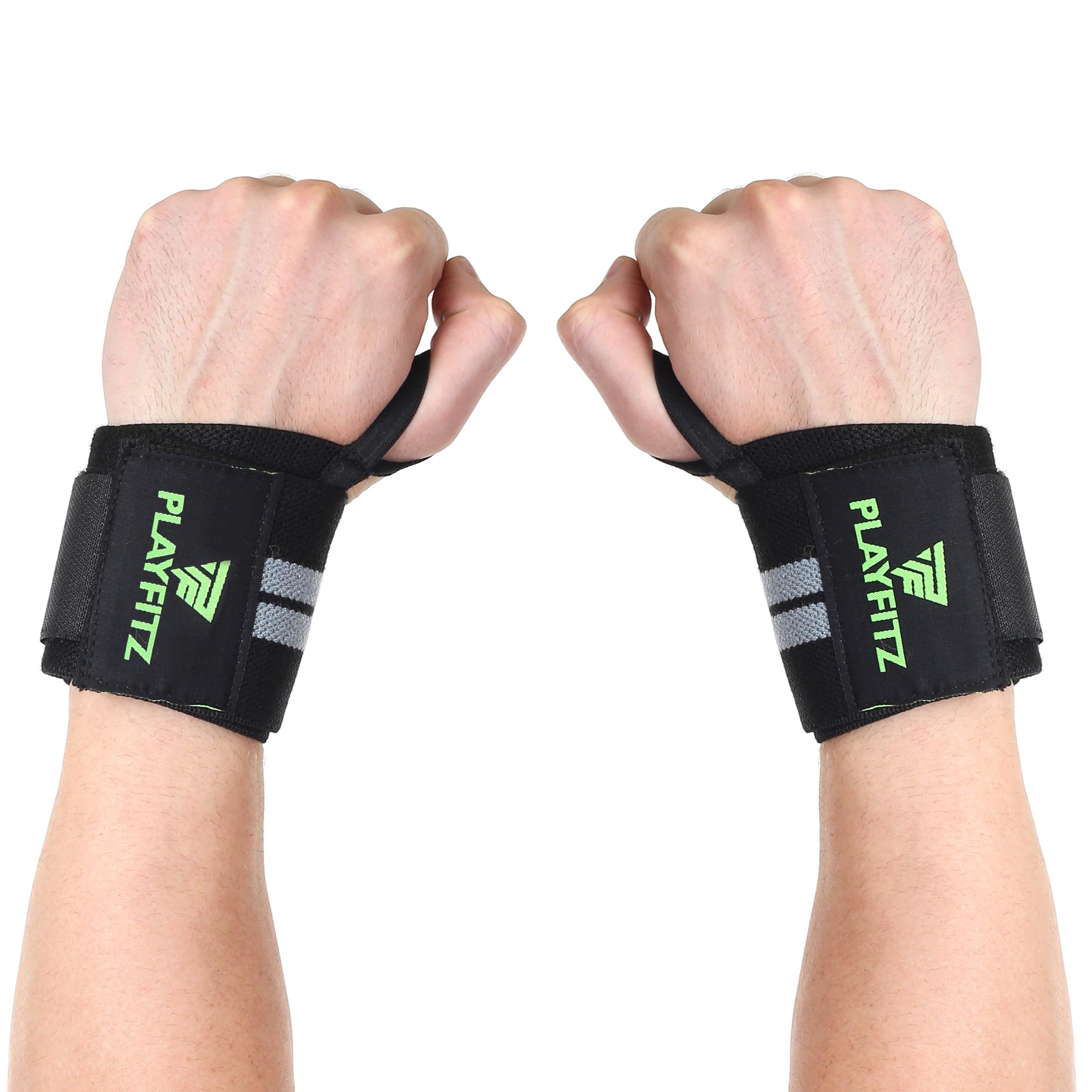 PLAYFITZ Bolt Weight Lifting Wrist Supporter for Gym Wrist Band with Thumb Loop - Professional Wrist Straps for Powerlifting, Bench Press, Bodybuilding, Deadlift for Men & Women (Grey, 1 Pair)-image-6