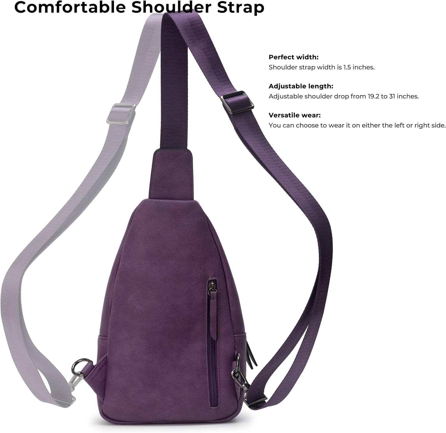 Alldaily Large Sling Bag for Women Crossbody Purse Leather Fashionable Trendy Chest Bag for Travel, Fanny Pack (Purple) - Image 4