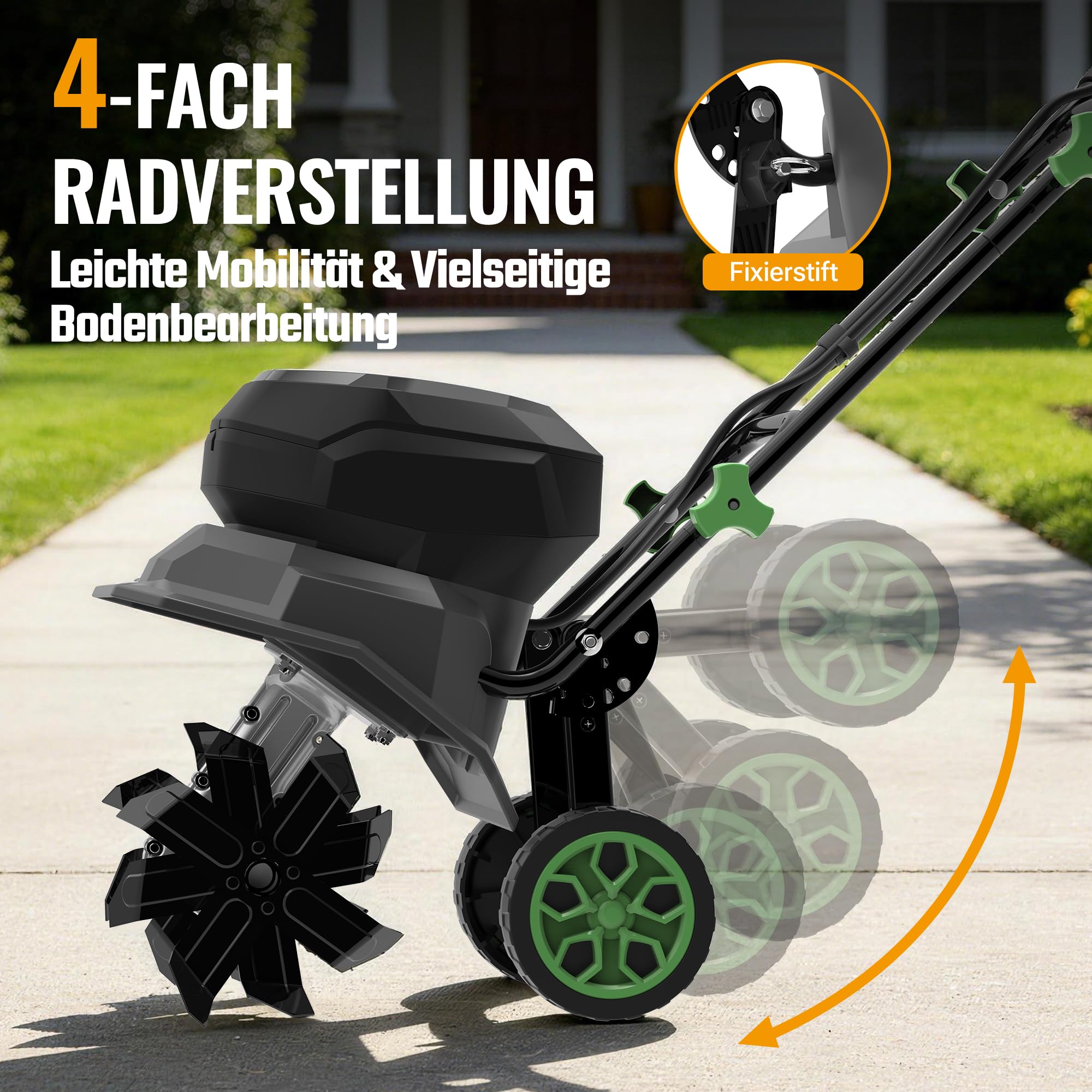 WORKPROX 40V Akku Gartenfräse, Motorhacke mit 2×4,0Ah Akku, Kabellos & Ölfrei, 30 cm Fräsbreite & 20 cm Arbeitstiefe, 4-Fach verstellbare Räder, Klappbarer Griff, Bodenfräse für Garten & Beet
