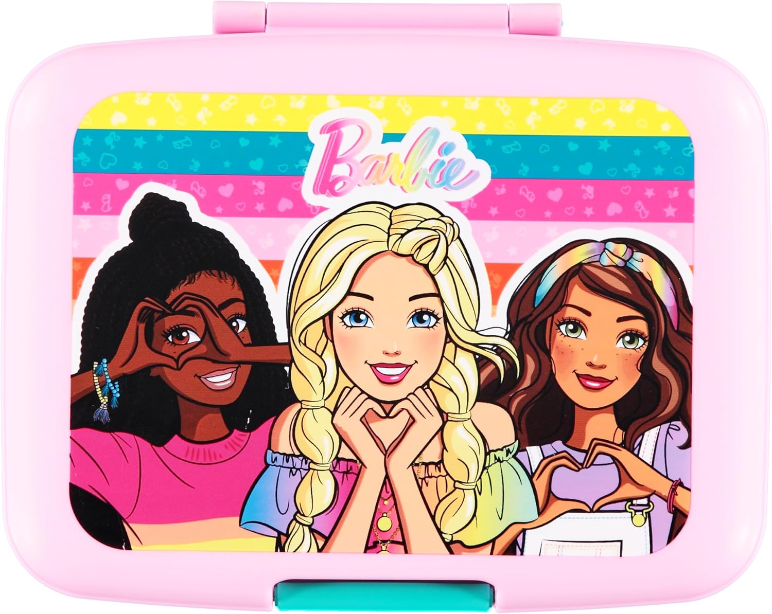 AI ACCESSORY INNOVATIONS Barbie 4 Compartment Bento Lunch Box for Kids, Featuring Barbie & Friends, Molded Lunch Box, BPA Free