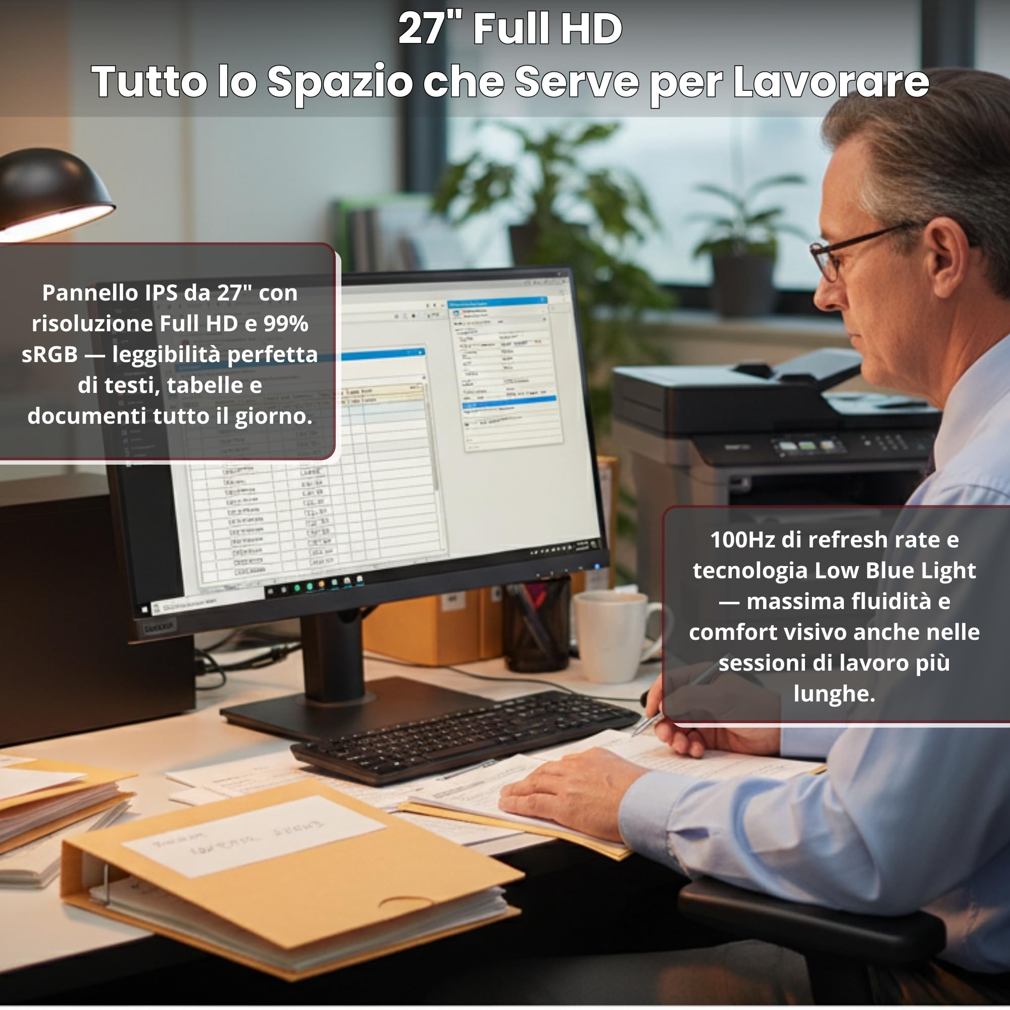 Lenovo Postazione ufficio completa Pc Desktop Intel Core i5-8400