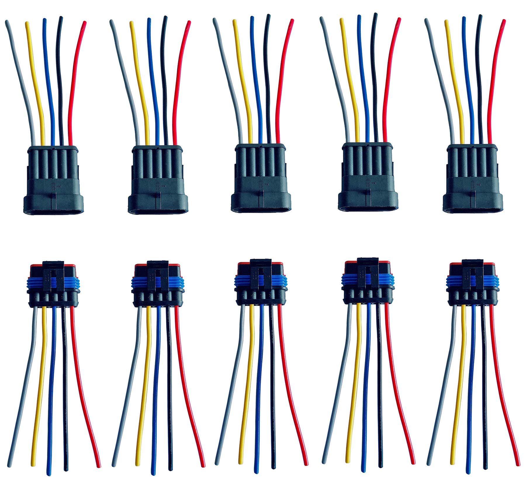 5 Pin Way 16 AWG Waterproof Wire Connectors Plug 1.5mm Series Terminal Connector Pack of 5