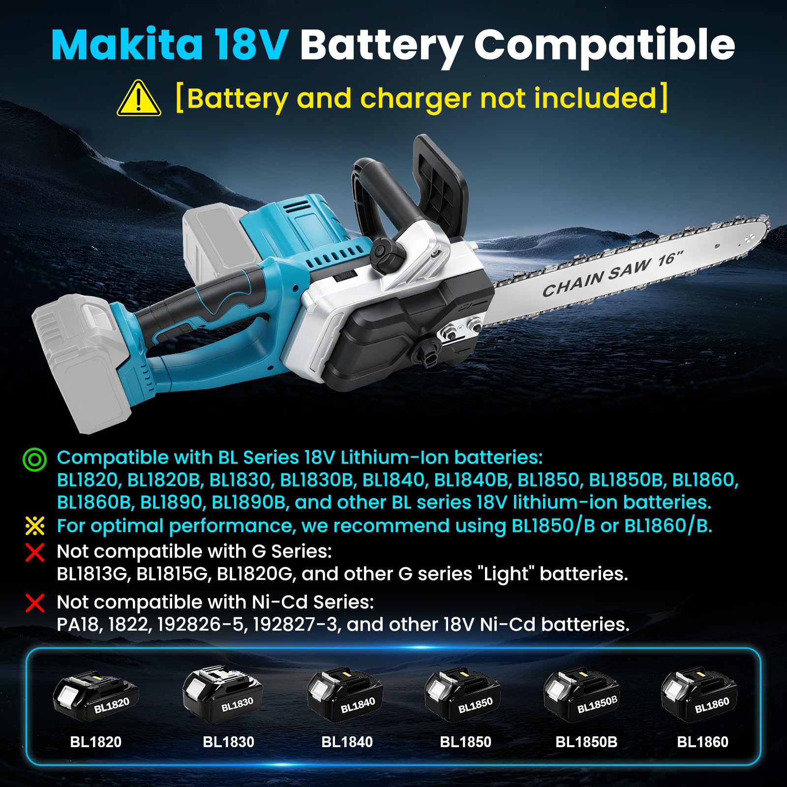 Tronçonneuse sans fil 40,6 cm pour Makita 18V (sans batterie)