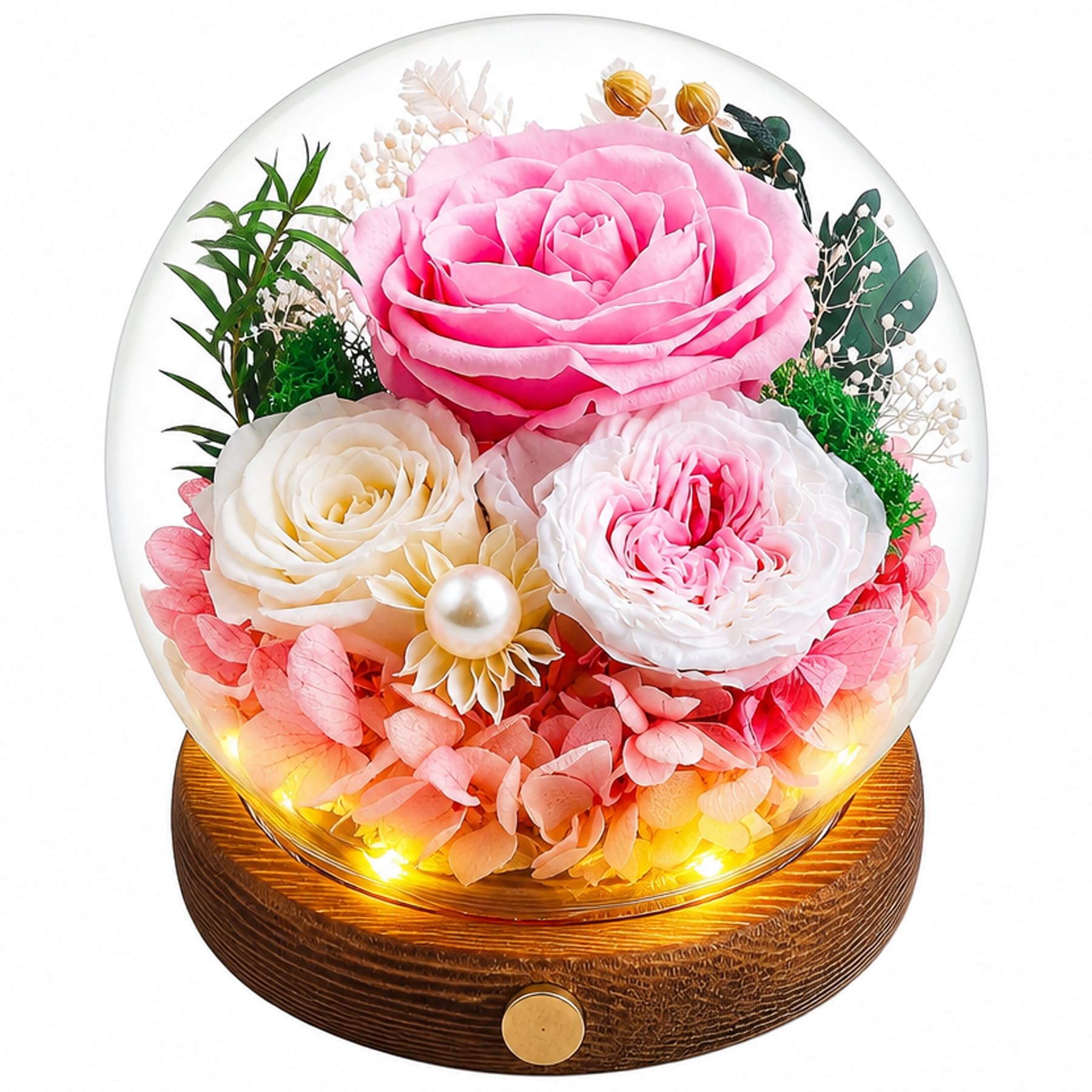 Elover Mother's Day Rose Gifts for Women,Preserved Eternal Rose in Glass Dome, Real Flowers for Her,Forever Love Thoughtful Miss-You Present for Mum Wife Girlfriend on Birthday (Pink)