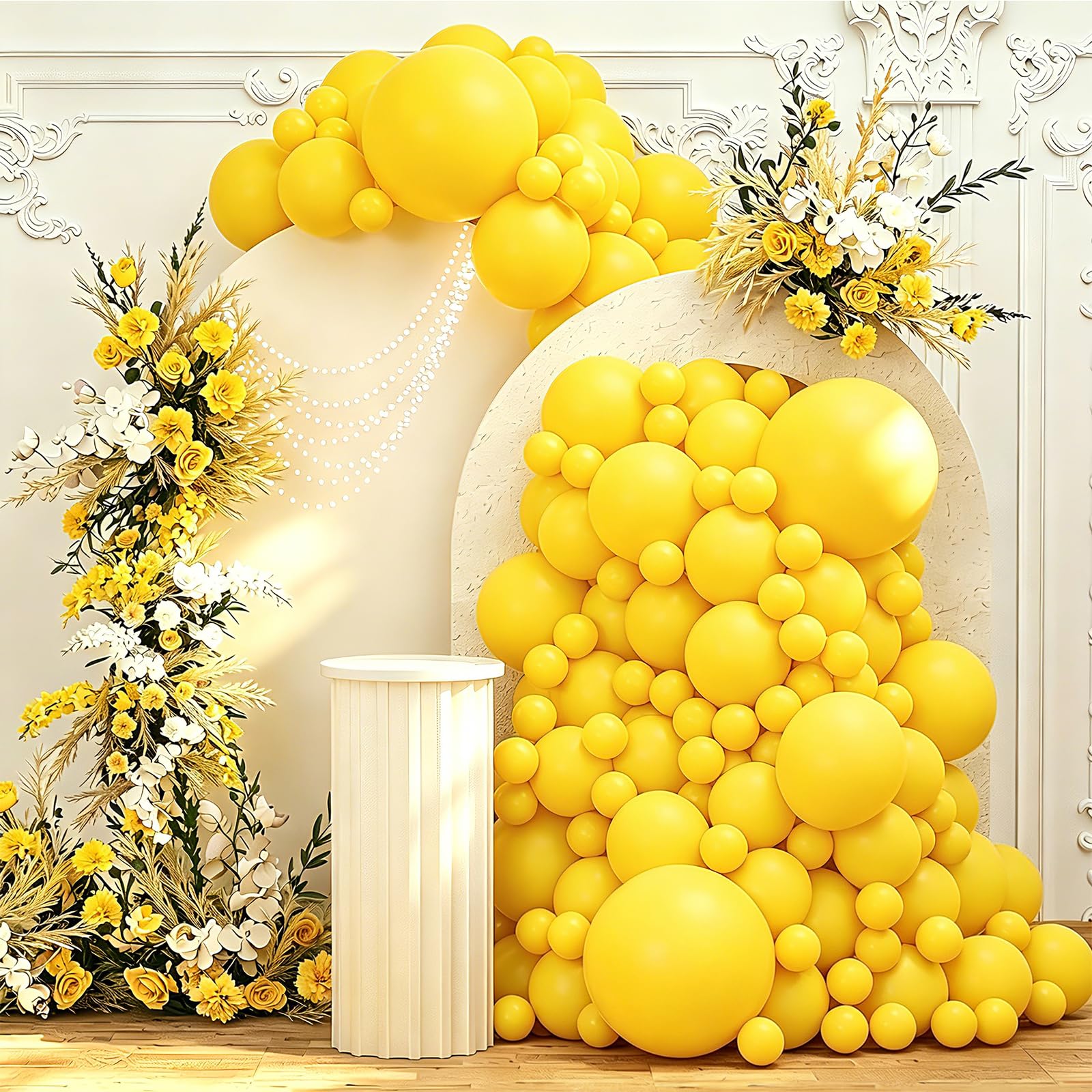 108 palloncini gialli doppi ripieni di diverse dimensioni, 45/30/25/25/12,7 cm senape giallo scuro palloncini ghirlanda arco kit per compleanno baby shower matrimonio anniversario decorazione festa