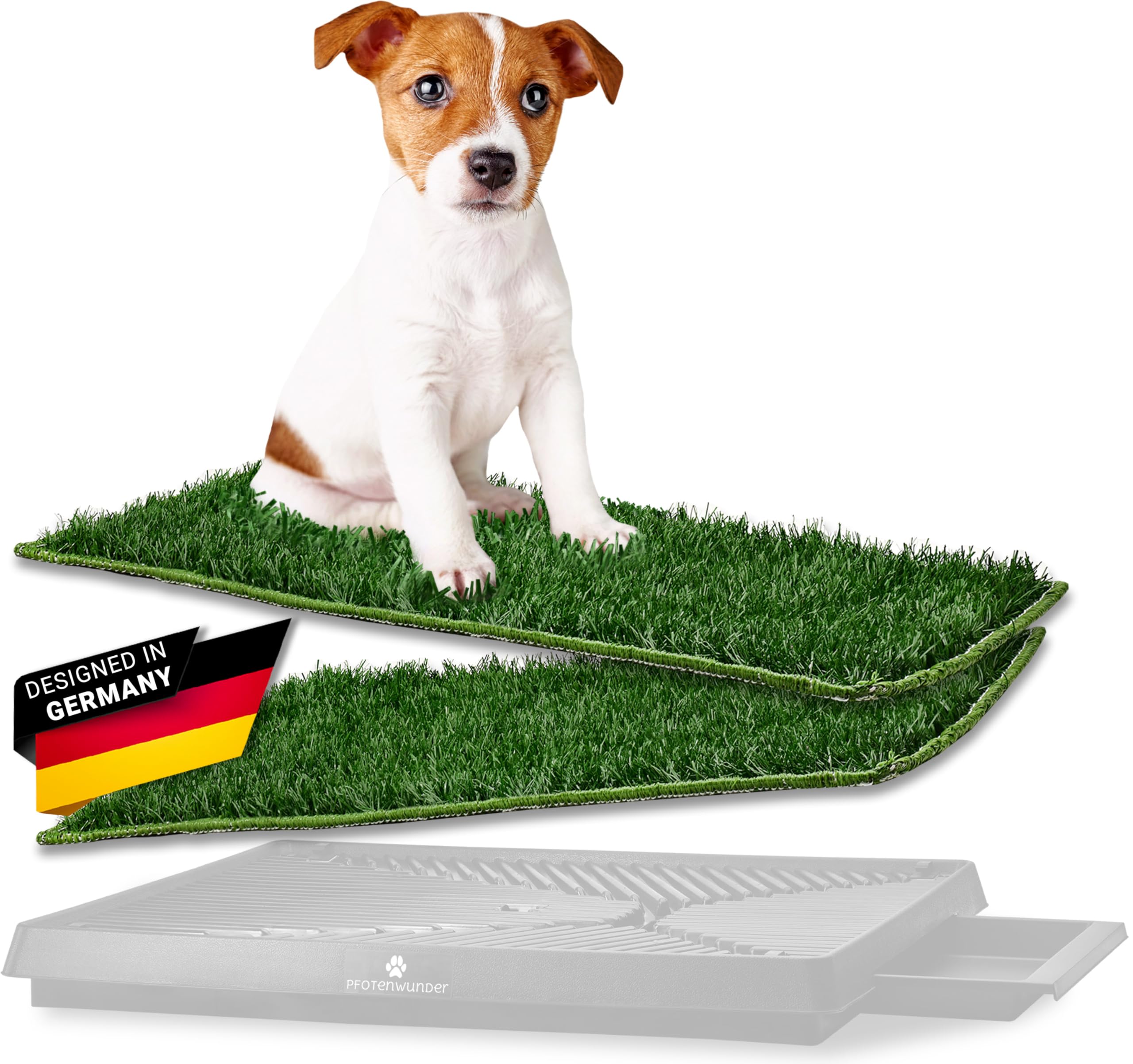 PFOTENWUNDER® 3x-11x Ersatz-Kunstrasen für Hundeklo, Hundetoilette Gras, Easy-Wash, für Hundeklo Hundetoilette mit 63x51cm, kleine Hunde Balkon Indoor WC Welpen-Klo, 11x Kunstrasen