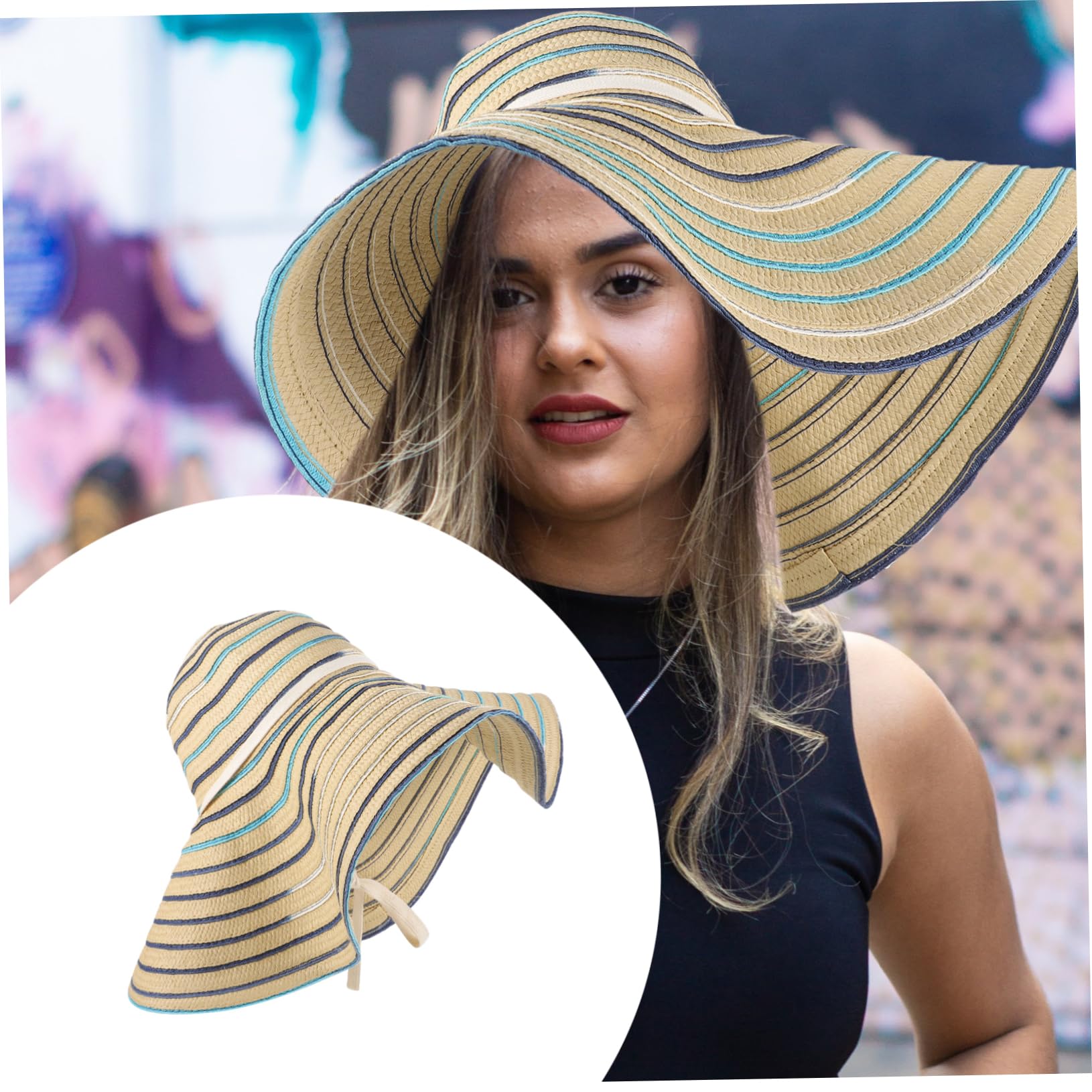minkissy Chapeau Pare-Soleil Pliable à Large Bord en Paille pour Femme