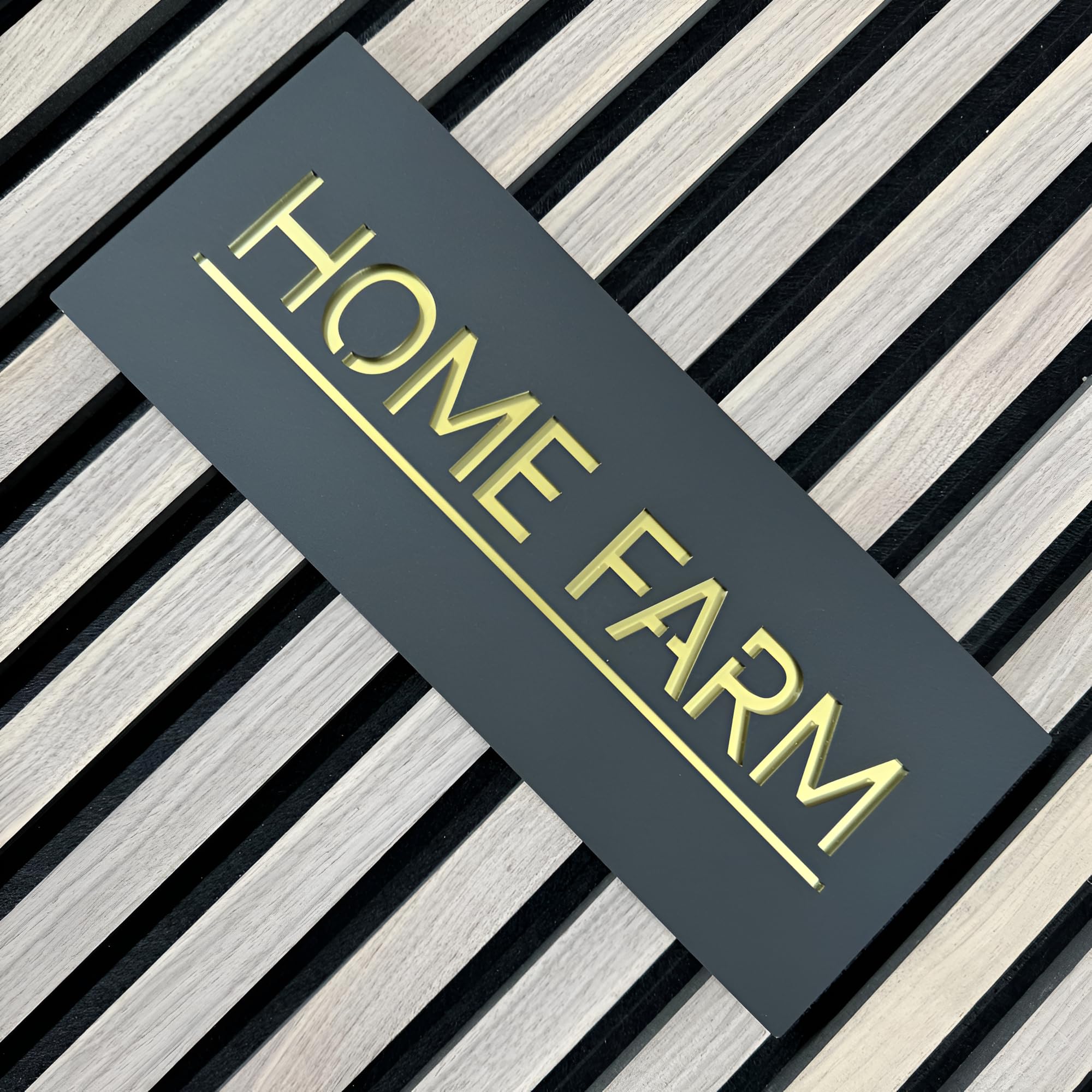 One of a Kind Design Uk Personalised House Sign Door Name Number Plaque Laser Cut One Line Customised Home Address Plate Colour Acrylic Slate UV Stable Weather Resistant - Black