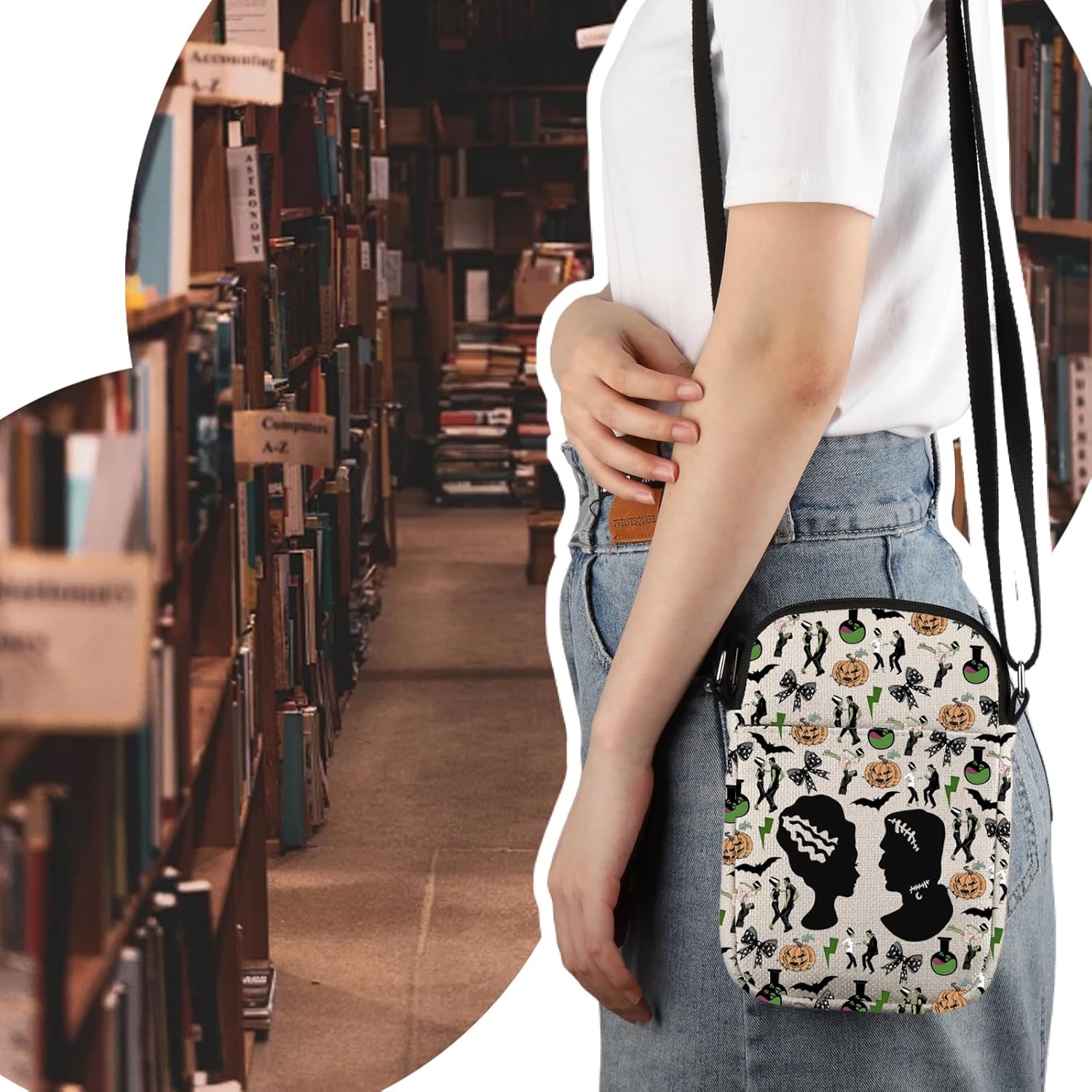 VAMSII Monster & Bride Crossbody Bag Horror Movie Merch Scary Movie Fan Gift - Image 2