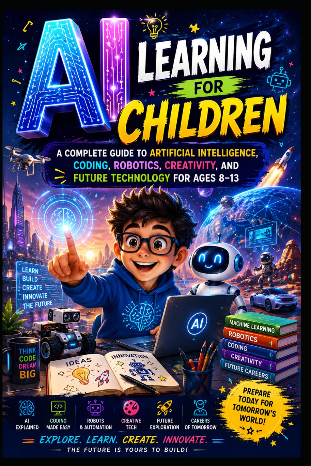 AI Learning for Children: A Complete Guide to Artificial Intelligence, Coding, Robotics, Creativity, and Future Technology for Ages 8–13, “Interactive STEM Learning for Future Innovators”