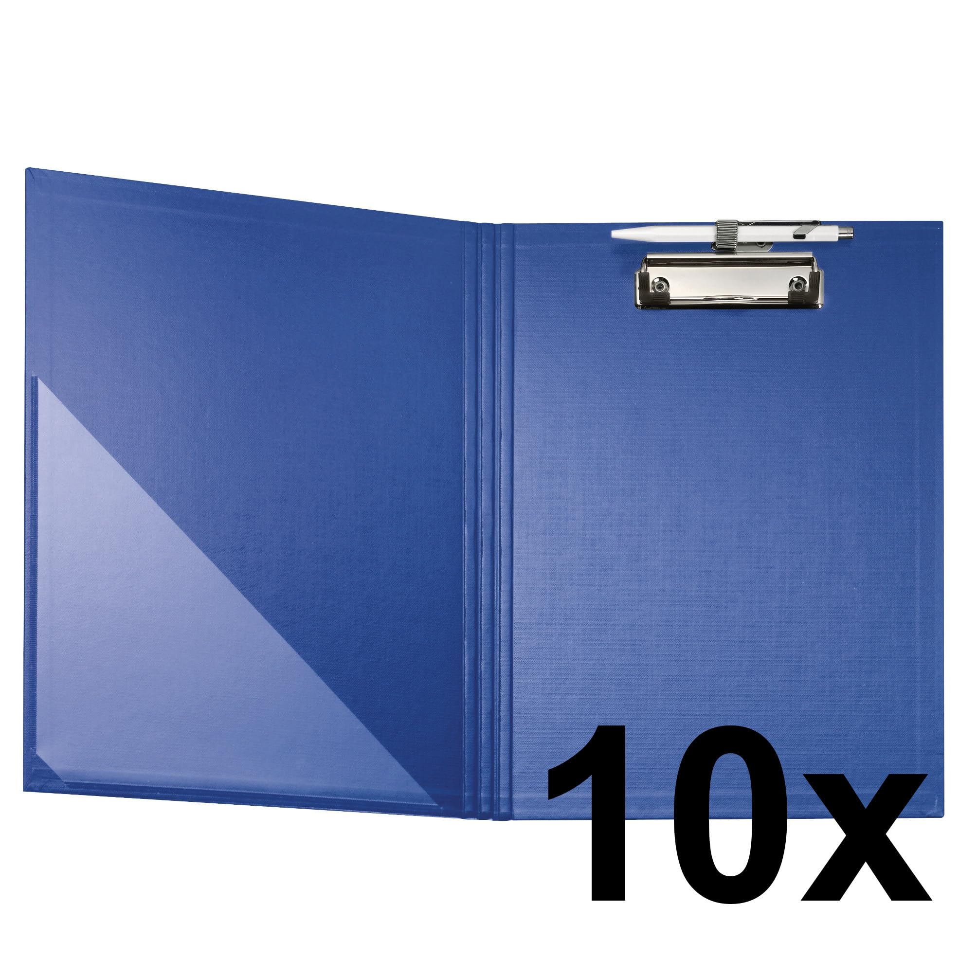 FALKEN 10x Klemmbrett-Mappe DIN A4 blau mit Tasche im Vorderdeckel