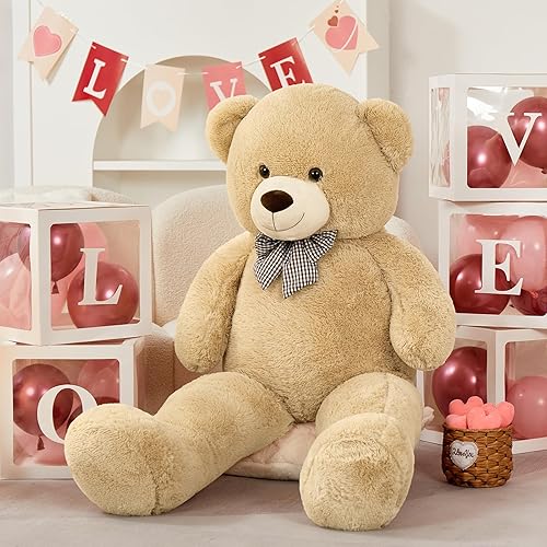 Vista 115 de MorisMos Oso de peluche gigante, oso de peluche grande para novias, niñas, para Navidad, día de San Valentín, cumpleaños (gris claro, 47 pulgadas)