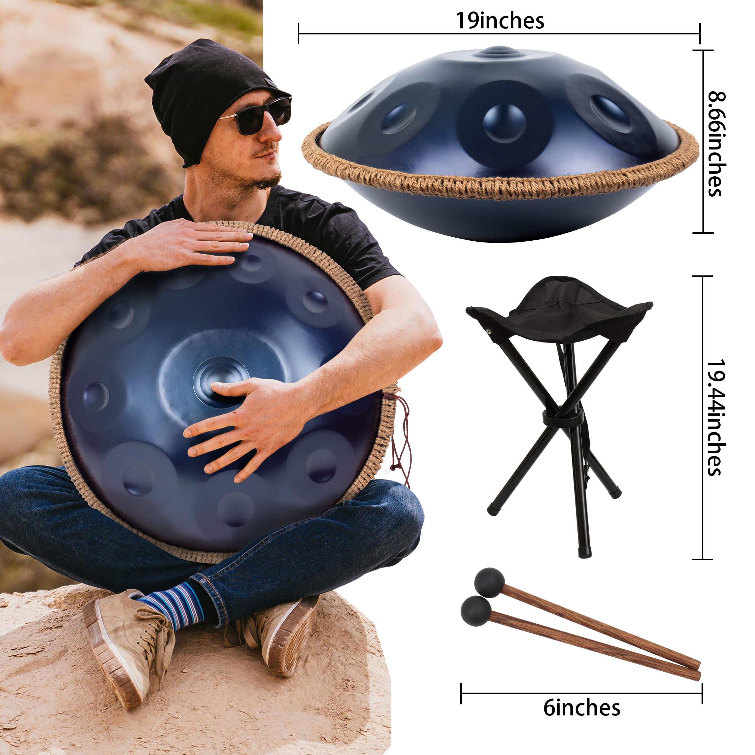 Amazon.com: LOMUTY Handpan Drum for Beginners, 19 Inch D Minor