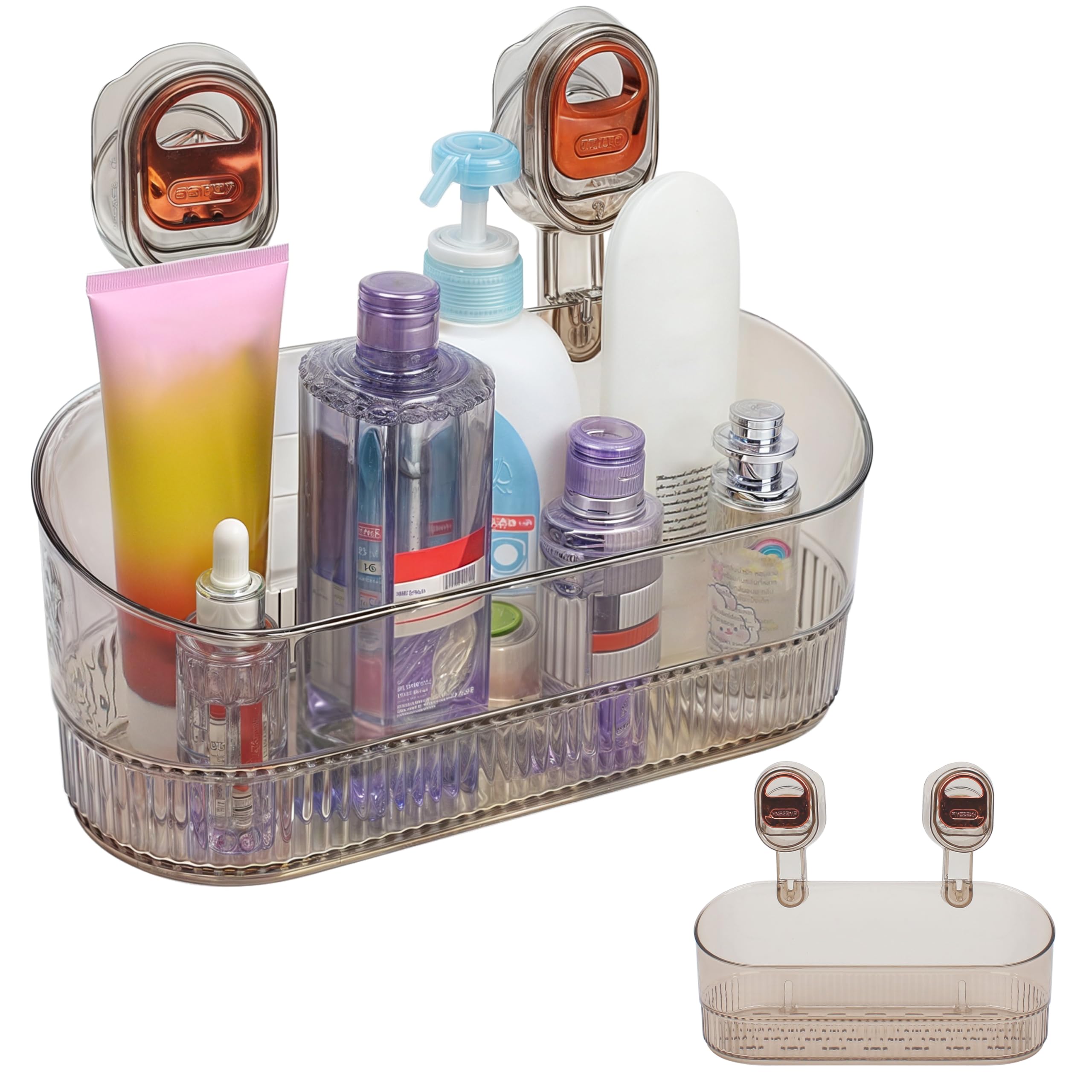 No-drill Bathroom Suction Storage Box Large Capacity Rack Basket for Kitchen Adhesive Wall Heavy Duty Strong Load-Bearing Organizer