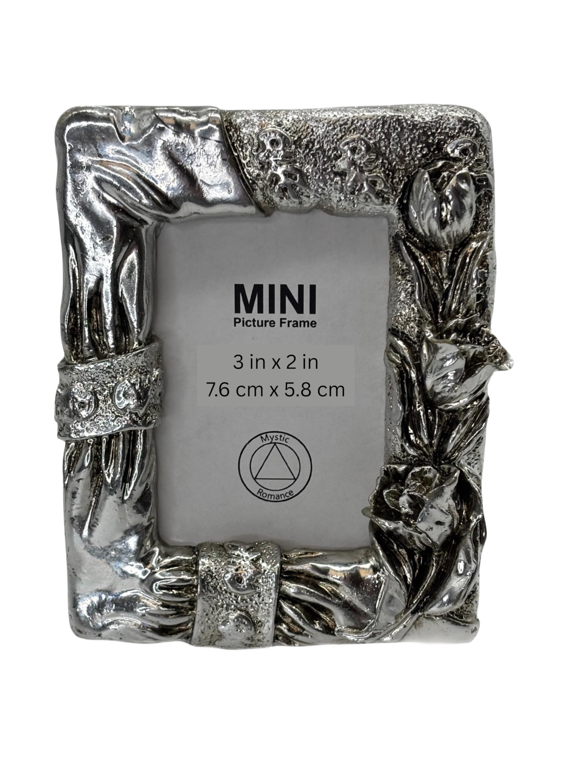 Mystic Romance Silver Picture Frame 3x2 – Vintage Picture Frame for Tabletop, Antique Ornate Photo Frame, Retro Home Decor for Living Room, Bedroom,